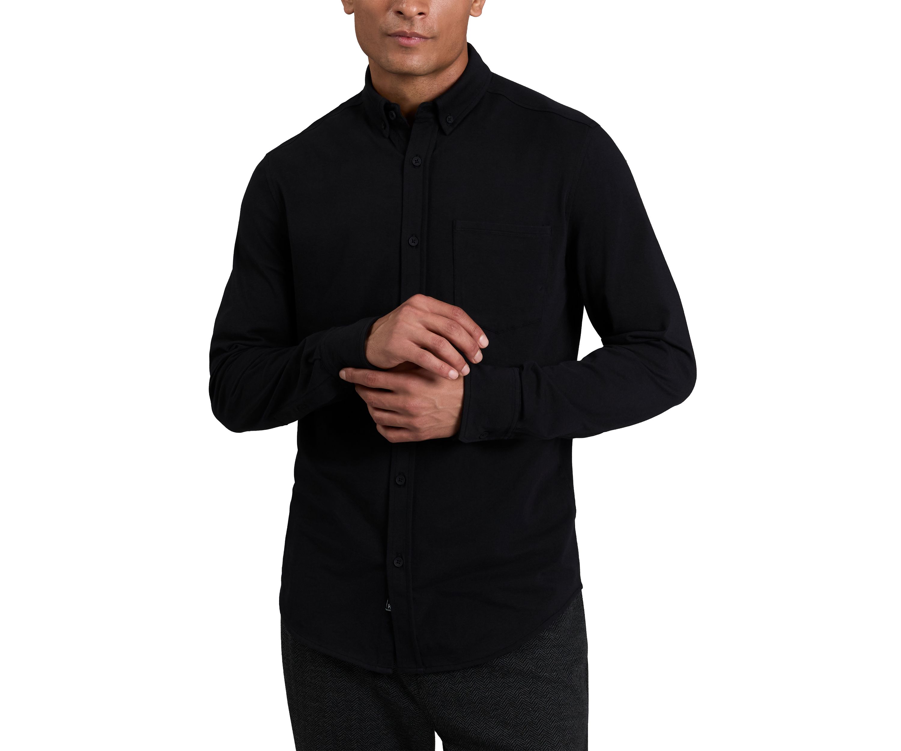 Mens Long Sleeve Knit Polo Shirt