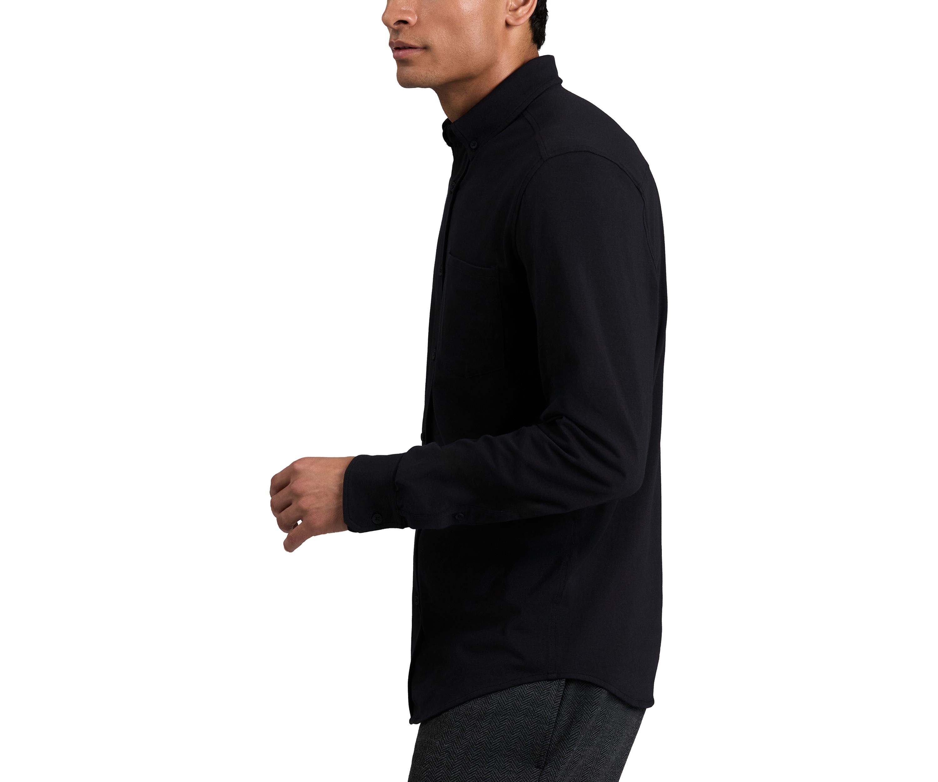 Mens Long Sleeve Knit Polo Shirt