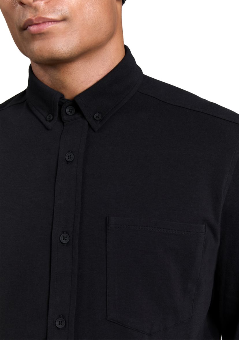 Mens Long Sleeve Knit Polo Shirt
