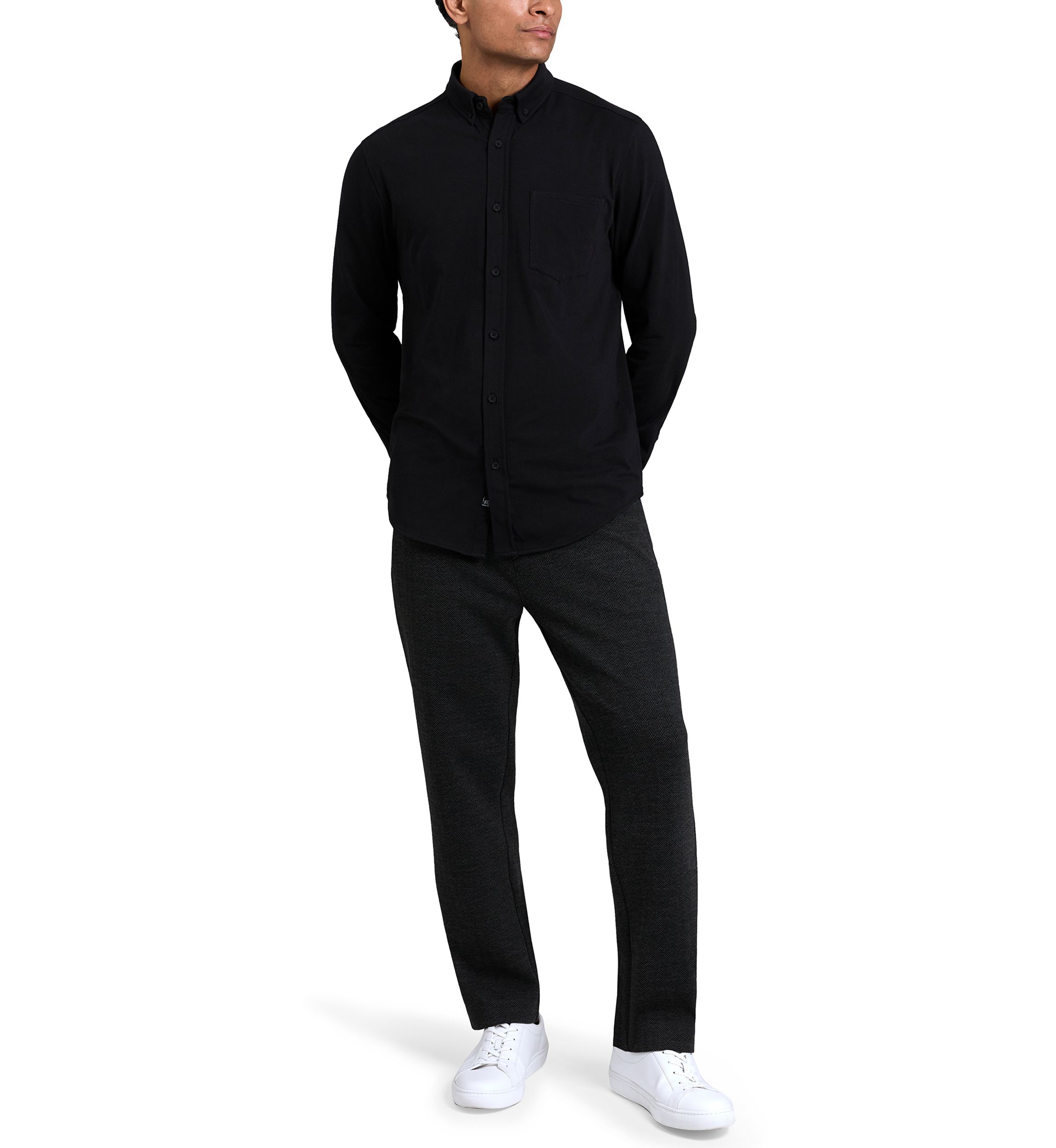 Mens Long Sleeve Knit Polo Shirt