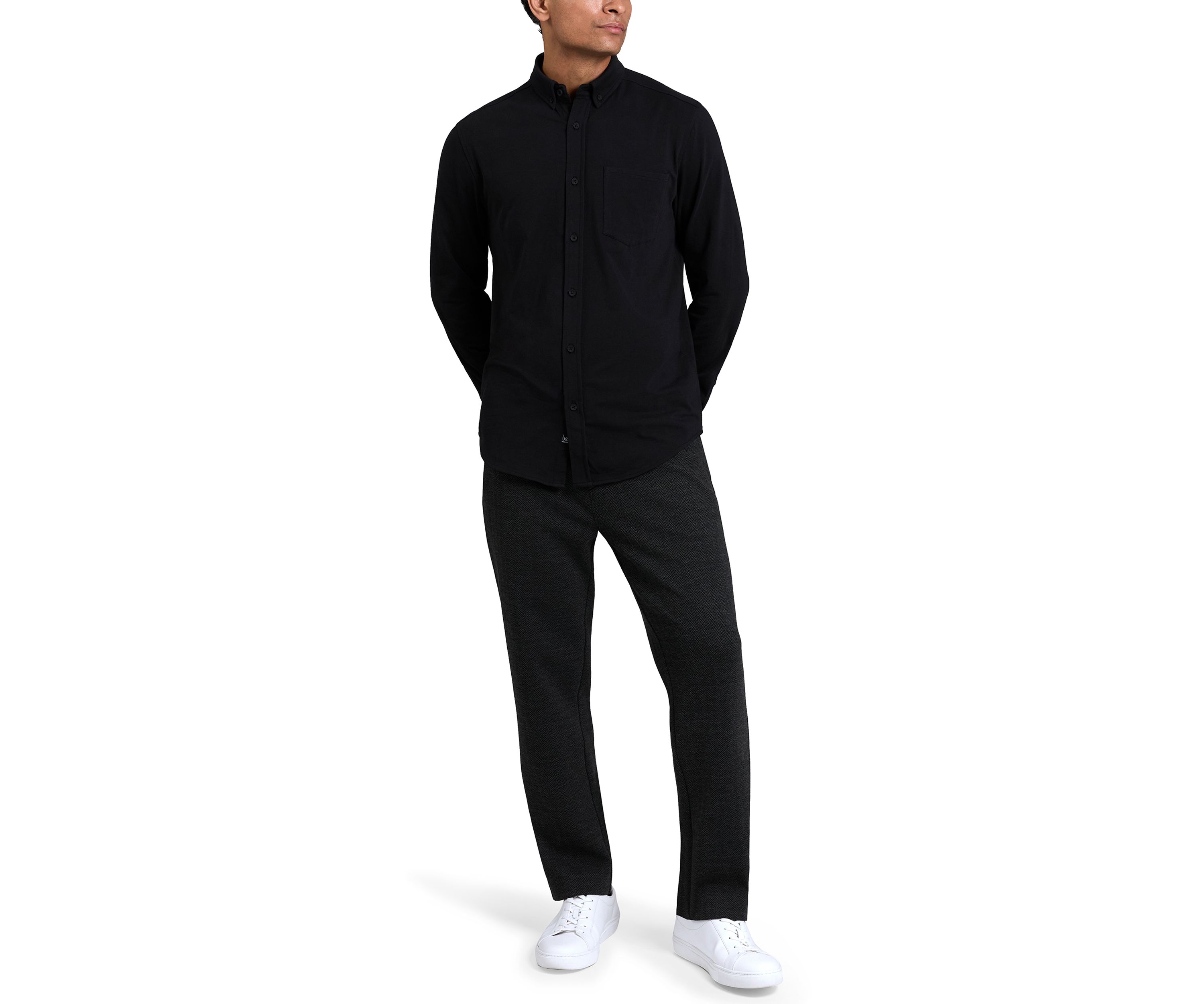 Mens Long Sleeve Knit Polo Shirt