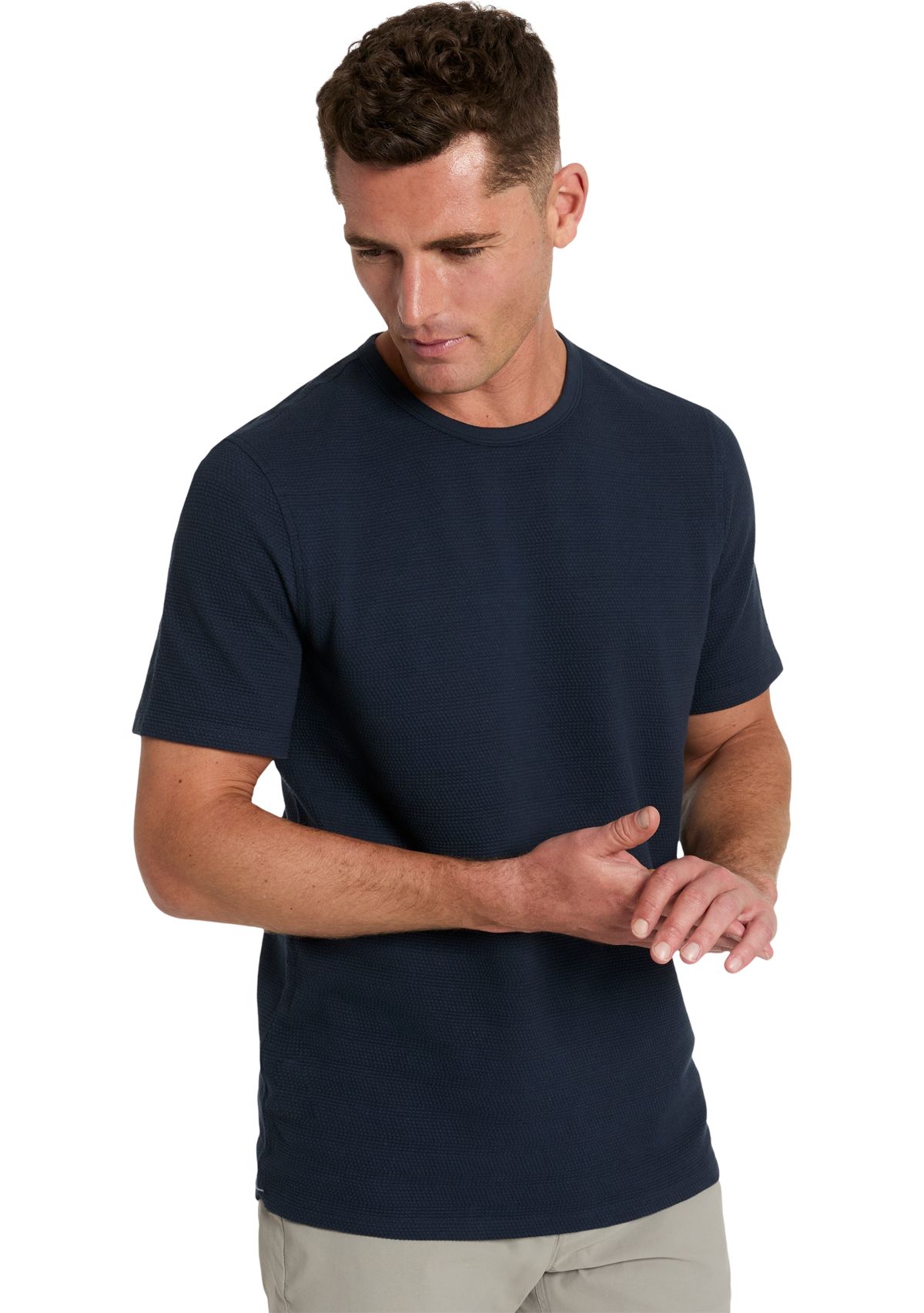 Sport Navy Solid Classic Crew Neck T-Shirt 