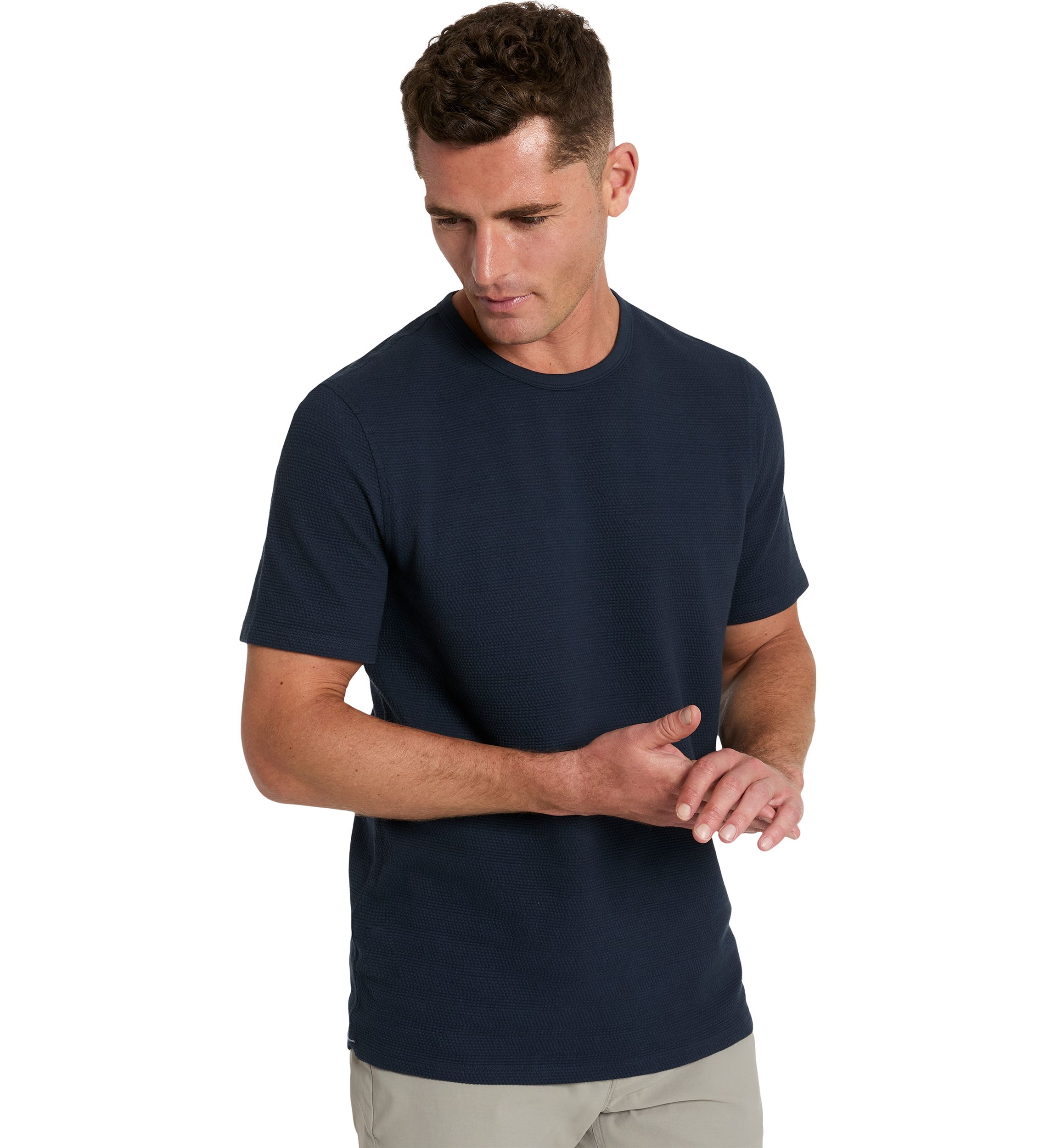 Sport Navy Solid Classic Crew Neck T-Shirt 