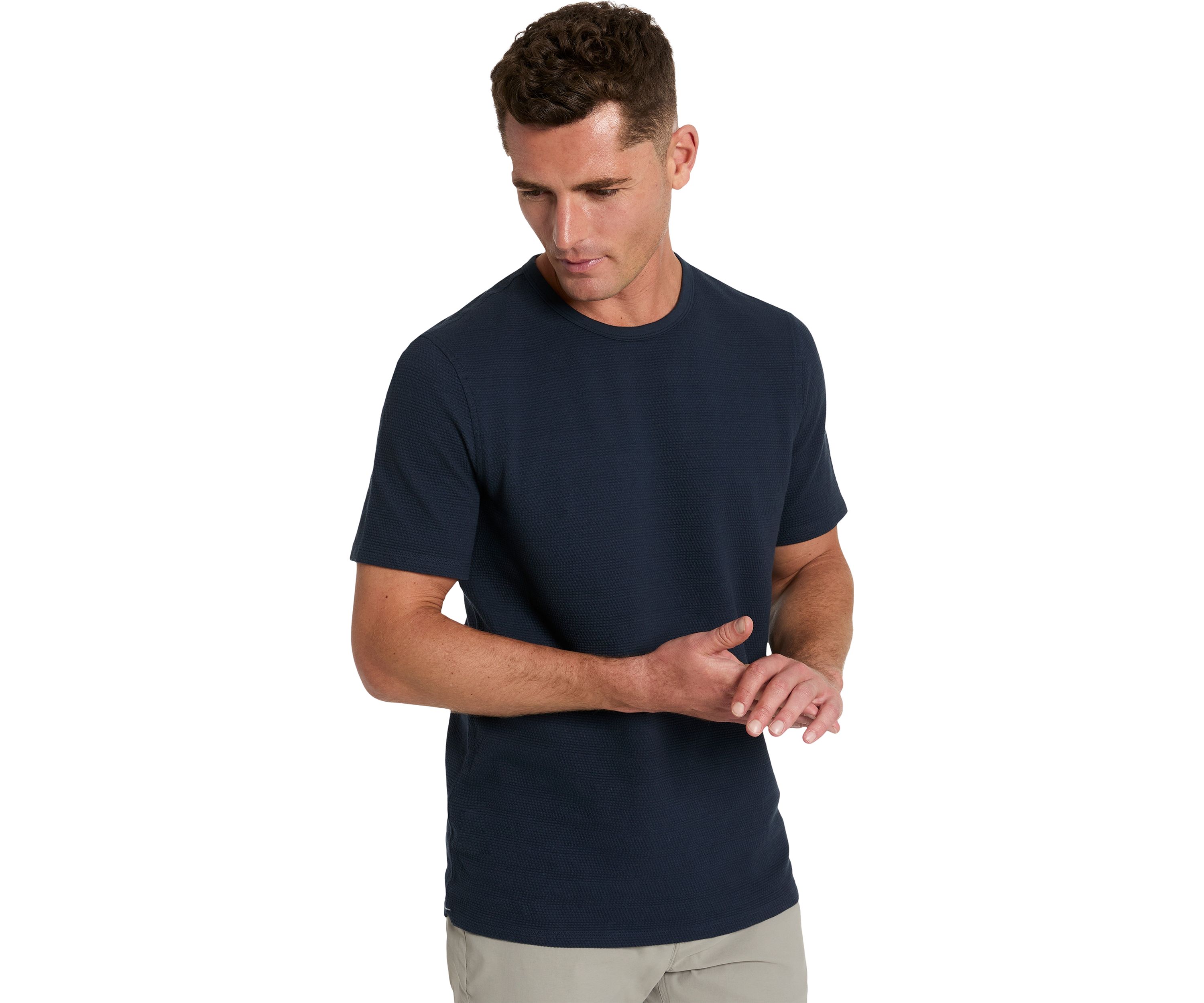 Sport Navy Solid Classic Crew Neck T-Shirt 