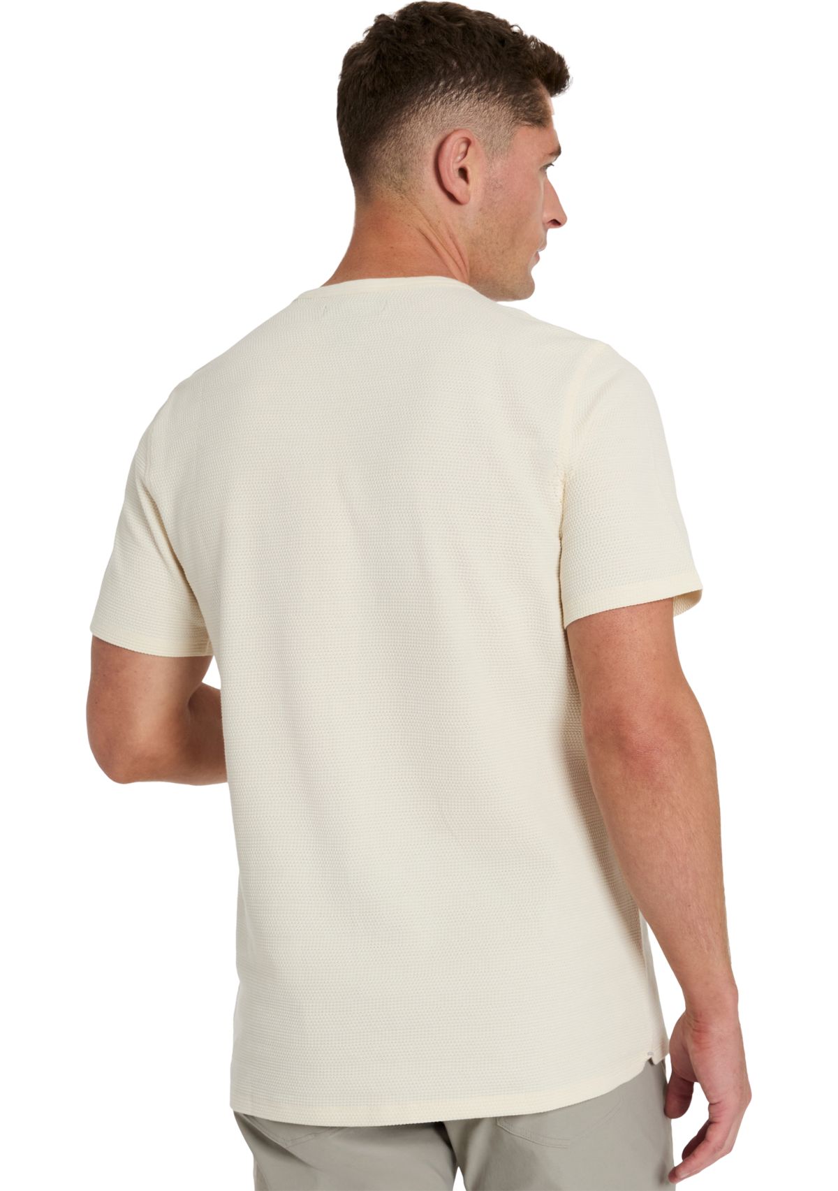 Sport Cream Solid Crew Neck T-Shirt 