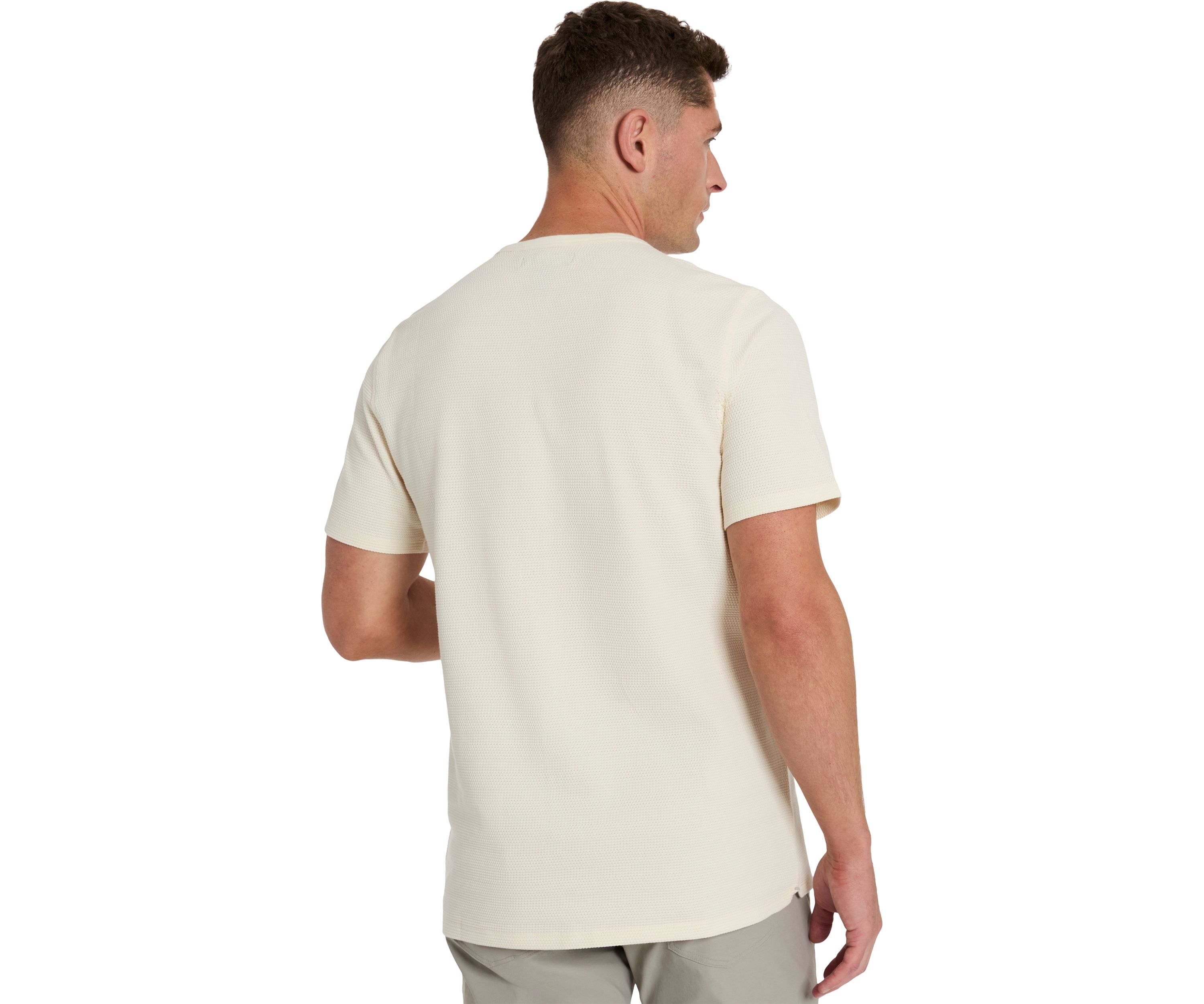 Sport Cream Solid Crew Neck T-Shirt 