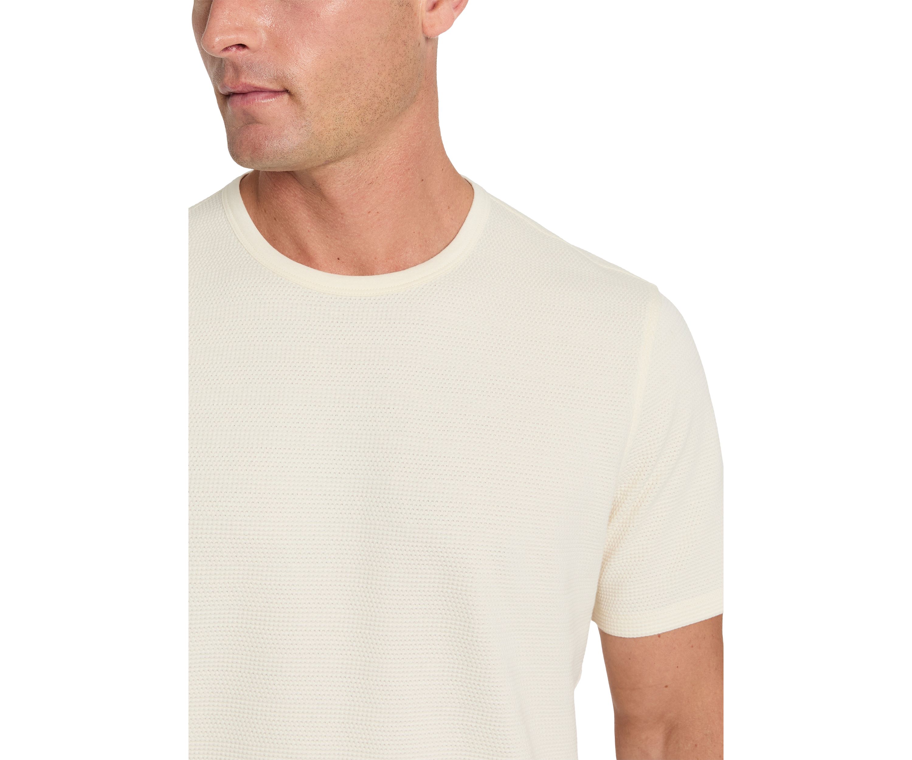 Sport Cream Solid Crew Neck T-Shirt 