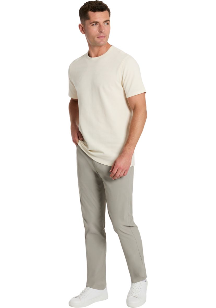 Sport Cream Solid Crew Neck T-Shirt 
