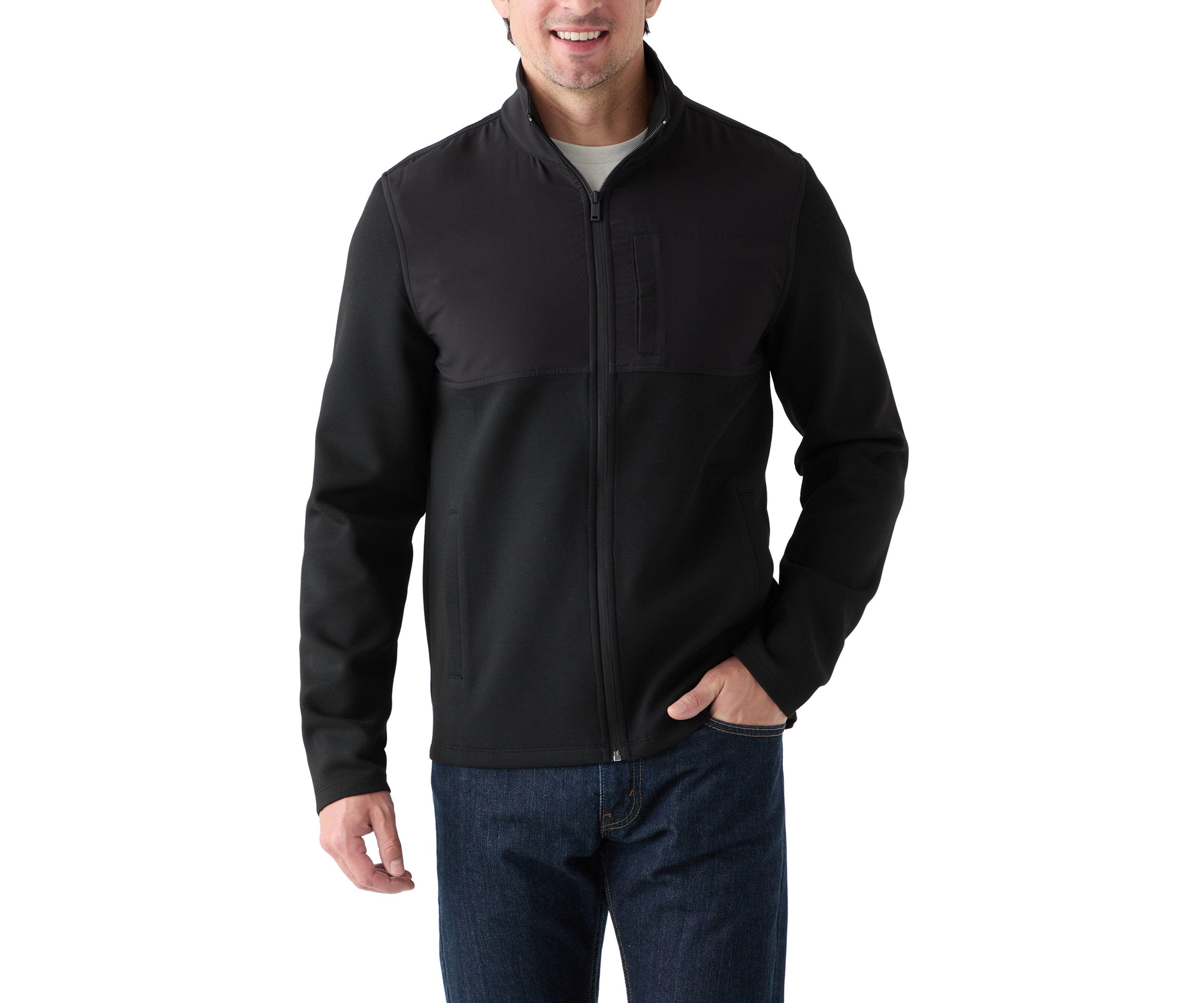 Mens Full-Zip Mock-Neck Sweater