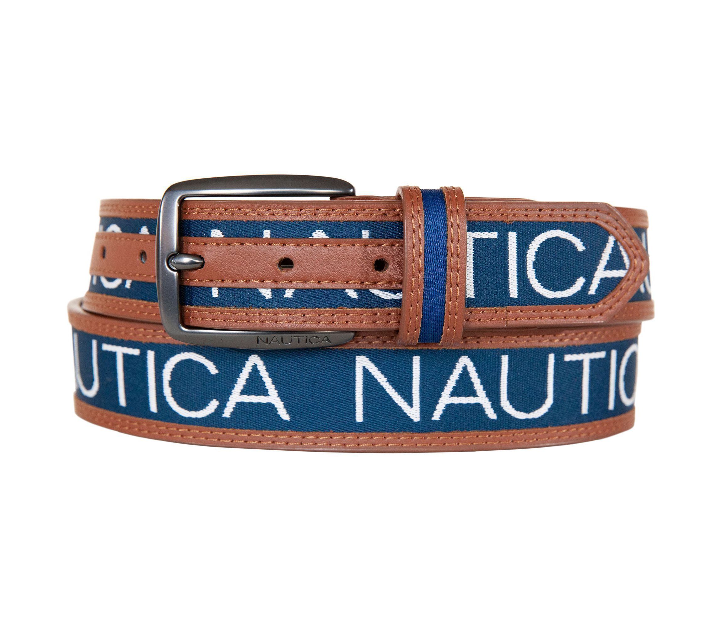 Signature Logo Ribbon with Leather Trim Belt