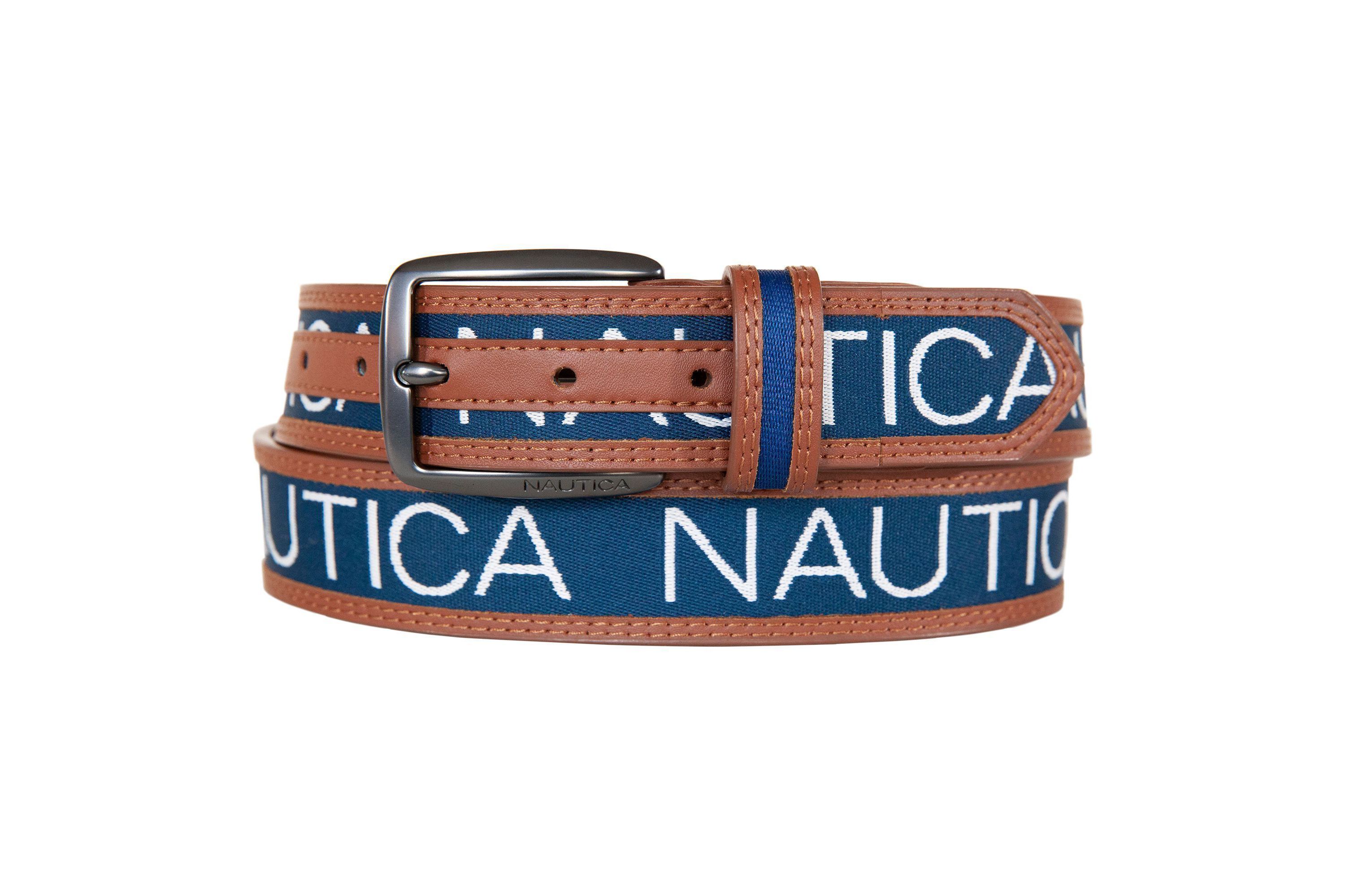 Signature Logo Ribbon with Leather Trim Belt