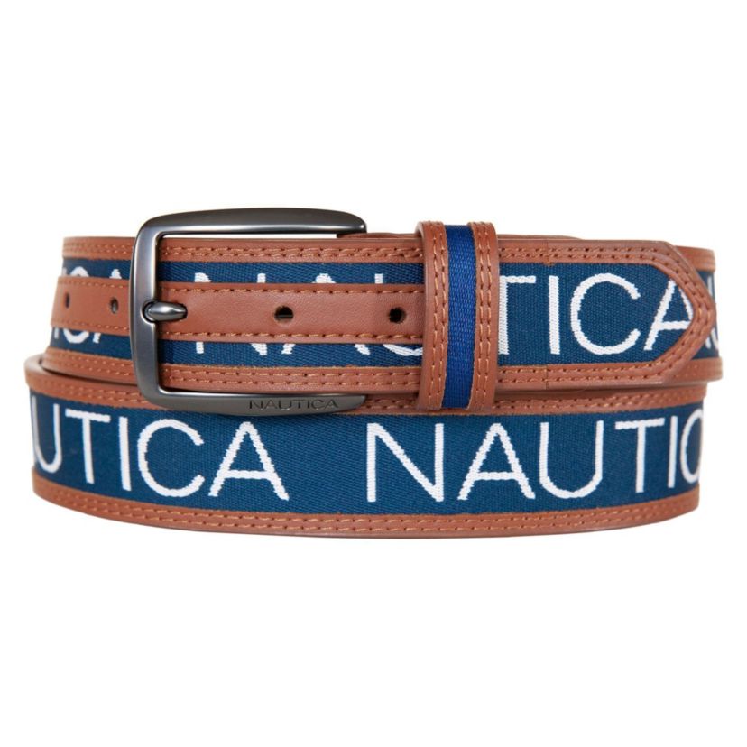 Signature Logo Ribbon with Leather Trim Belt