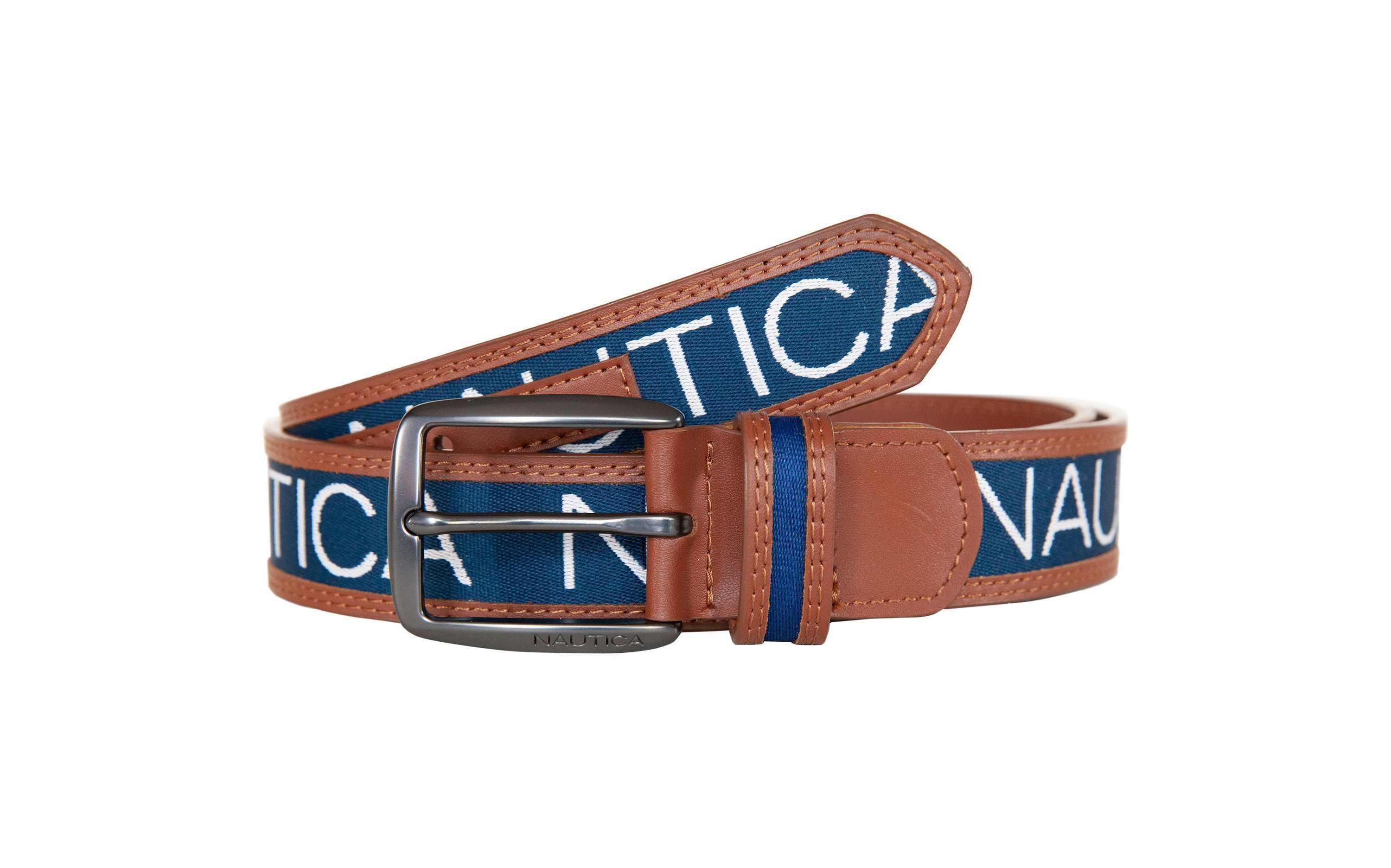 Signature Logo Ribbon with Leather Trim Belt