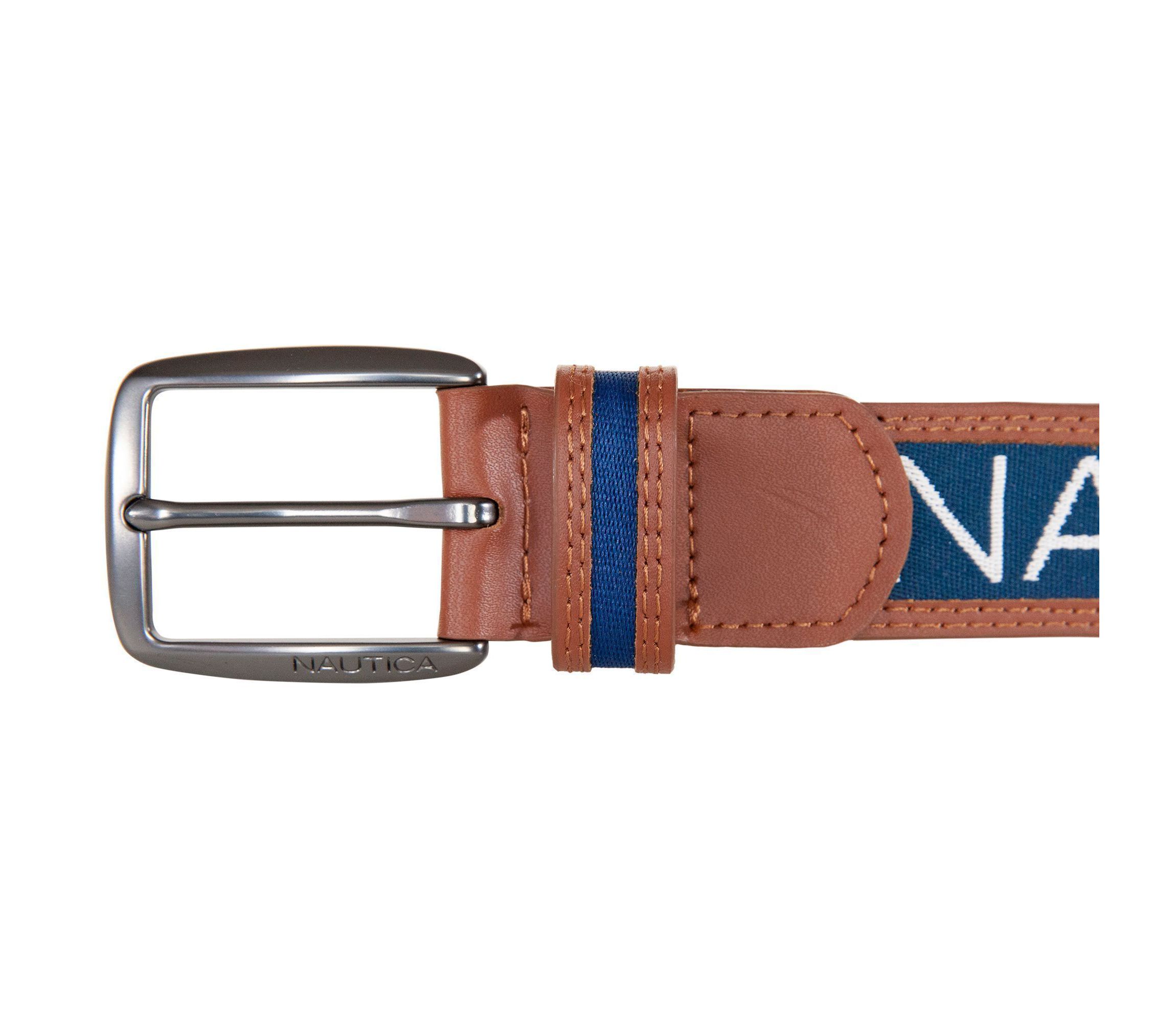 Signature Logo Ribbon with Leather Trim Belt