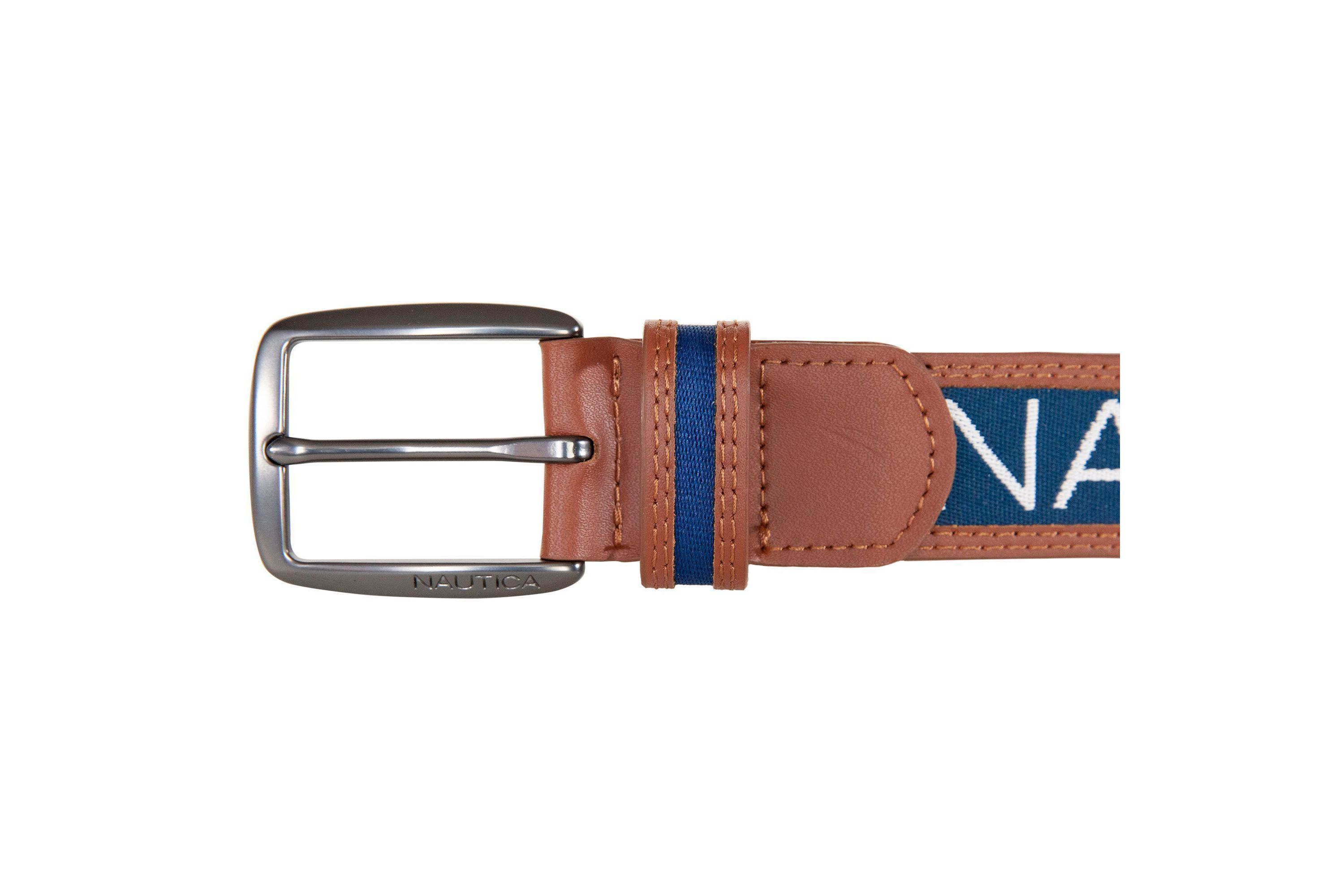 Signature Logo Ribbon with Leather Trim Belt