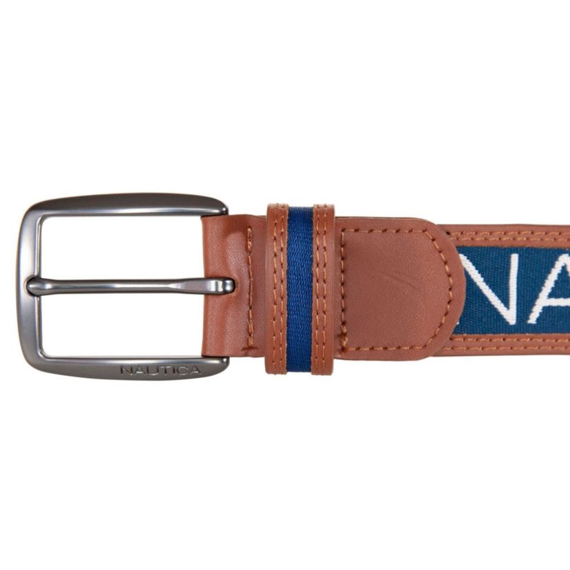 Signature Logo Ribbon with Leather Trim Belt
