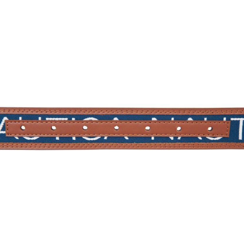 Signature Logo Ribbon with Leather Trim Belt