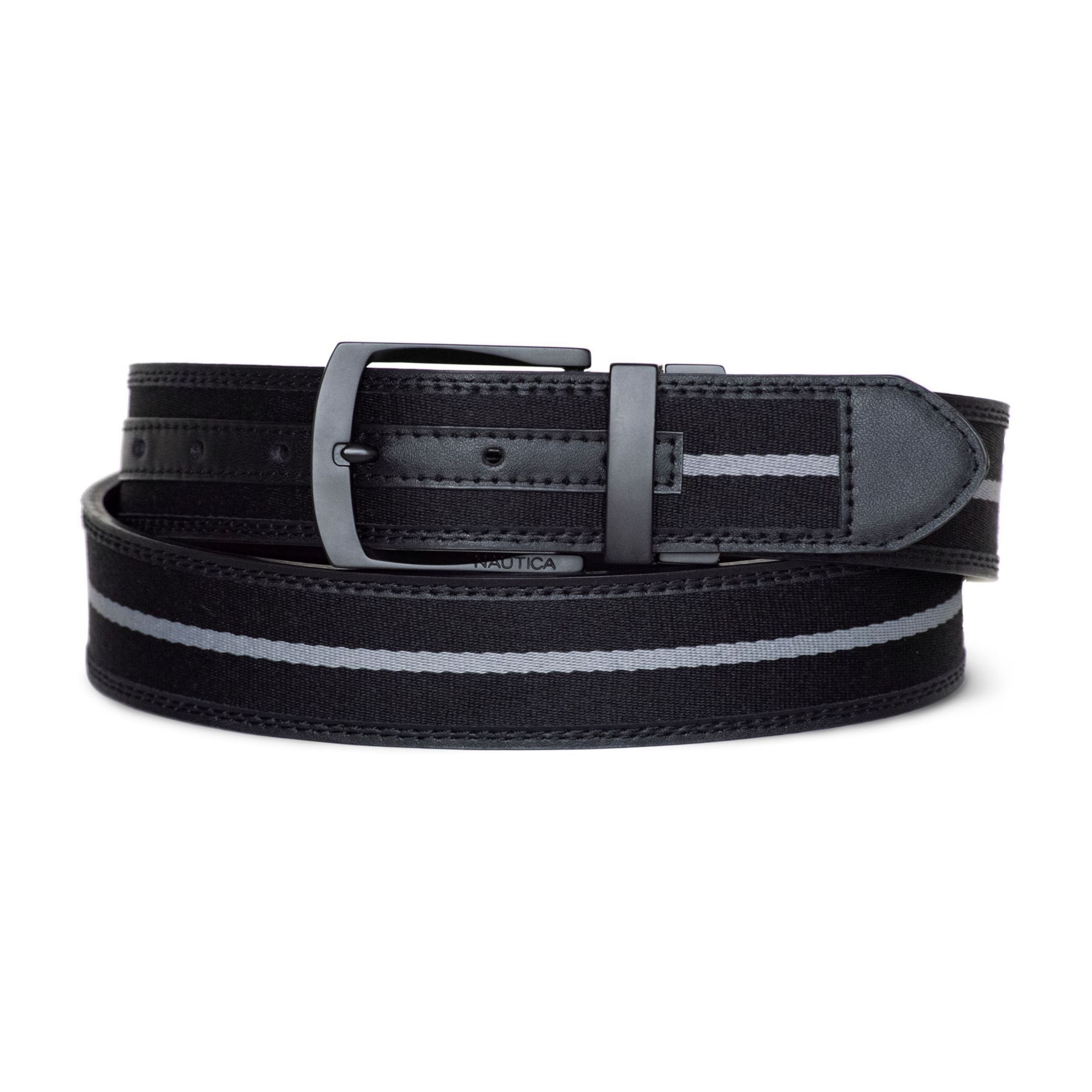 Signature Logo Stripe Ribbon Reverses to Leather Belt