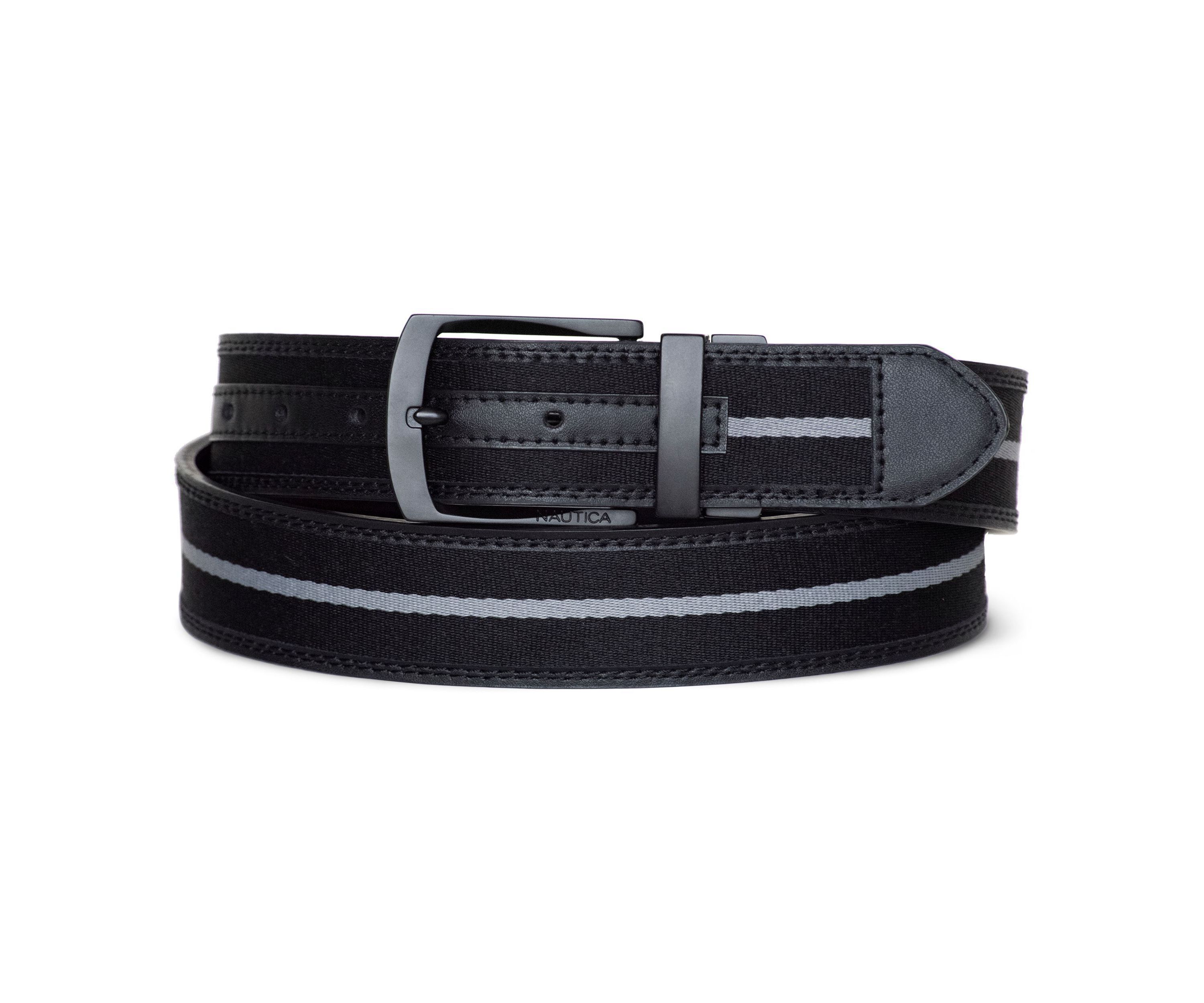 Signature Logo Stripe Ribbon Reverses to Leather Belt