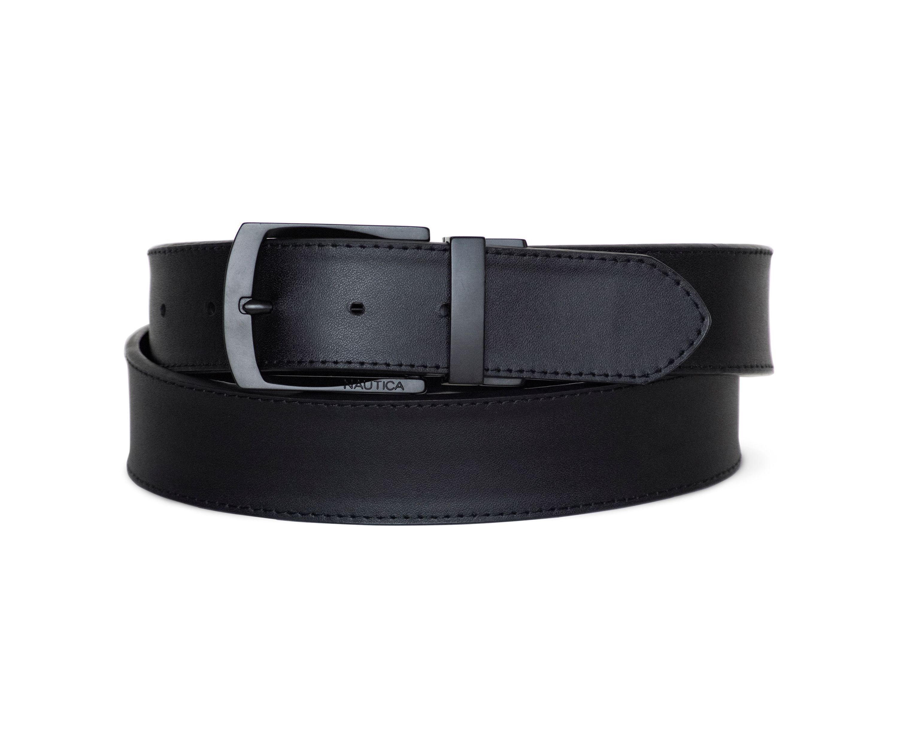 Signature Logo Stripe Ribbon Reverses to Leather Belt