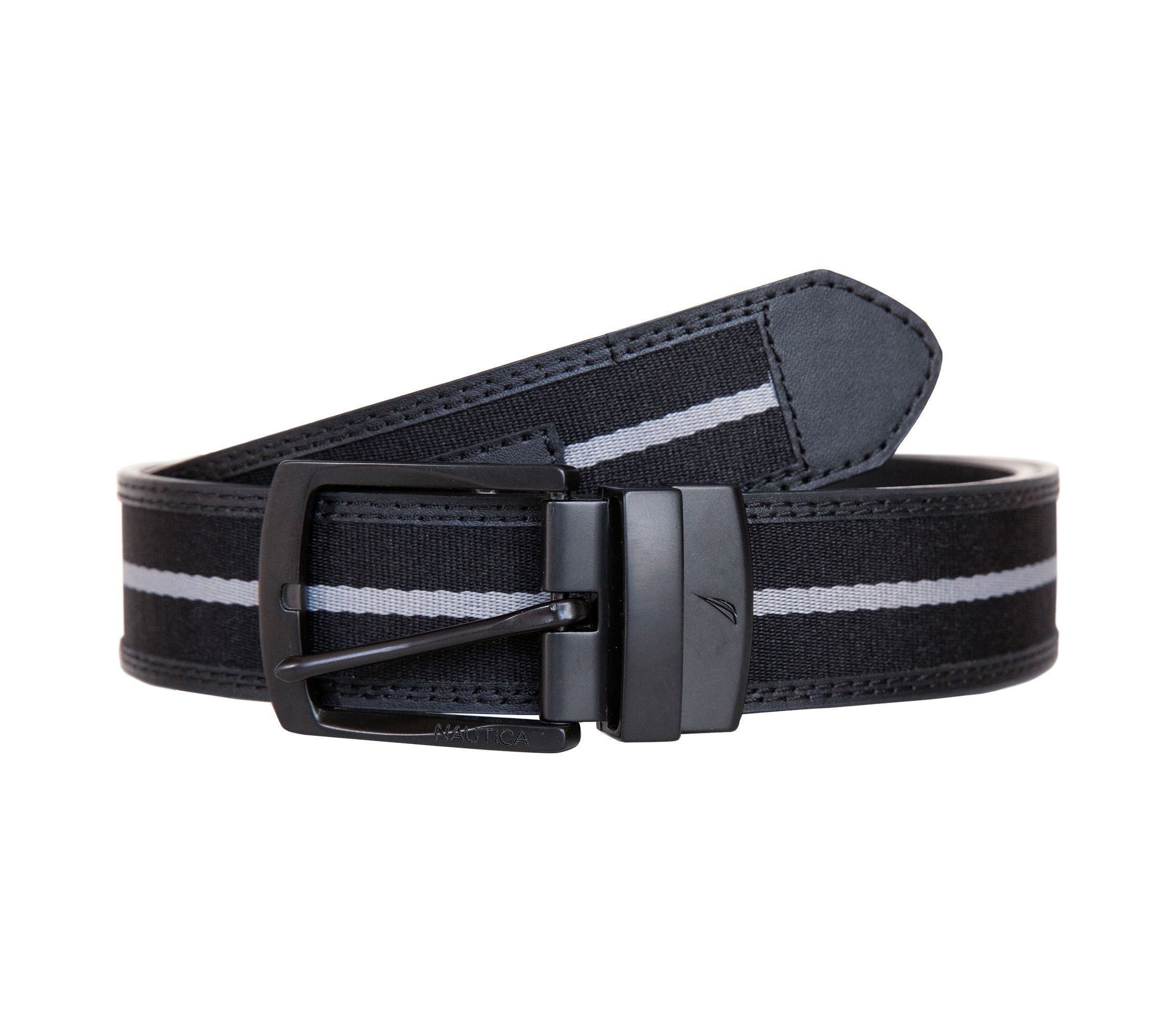 Signature Logo Stripe Ribbon Reverses to Leather Belt