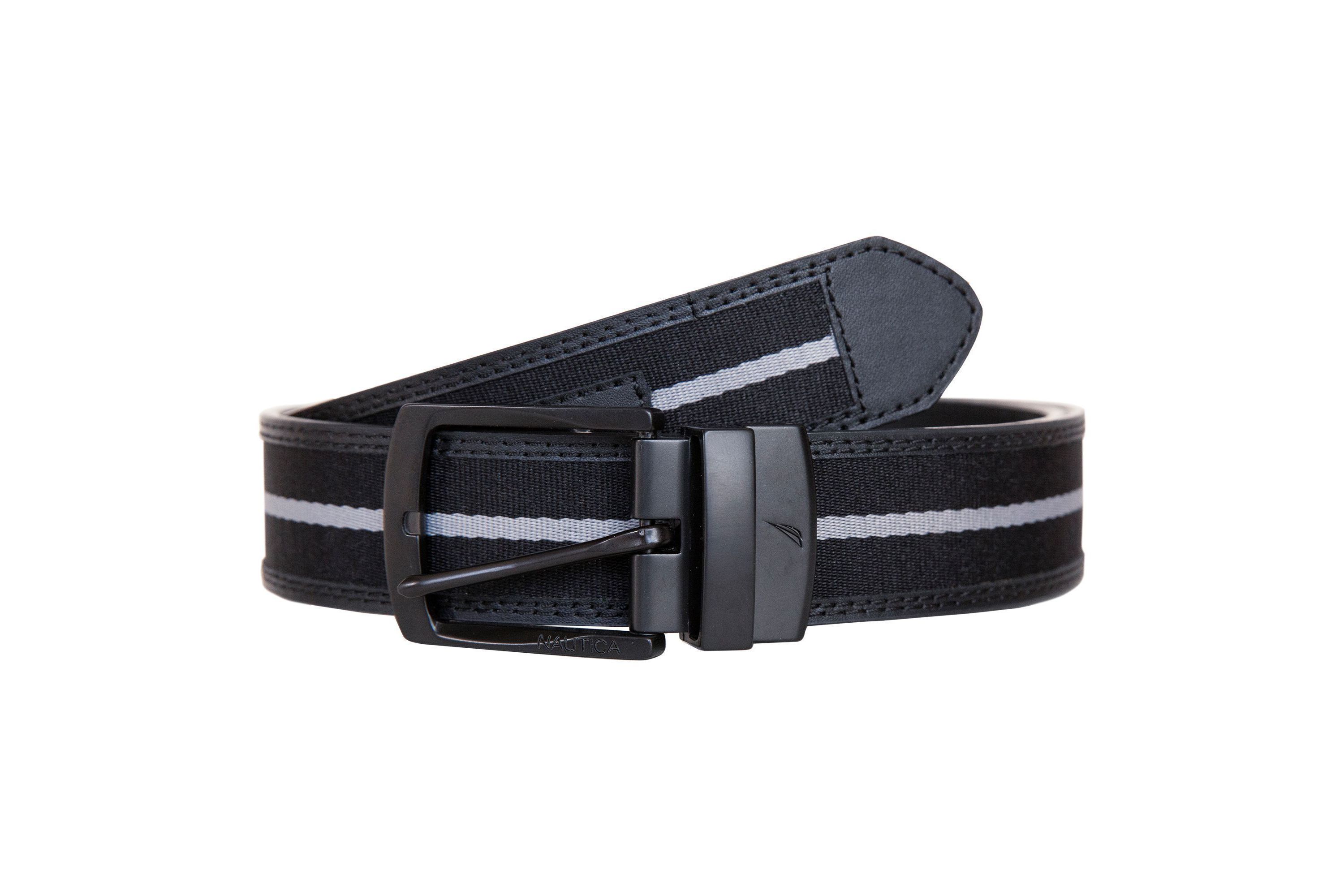Signature Logo Stripe Ribbon Reverses to Leather Belt