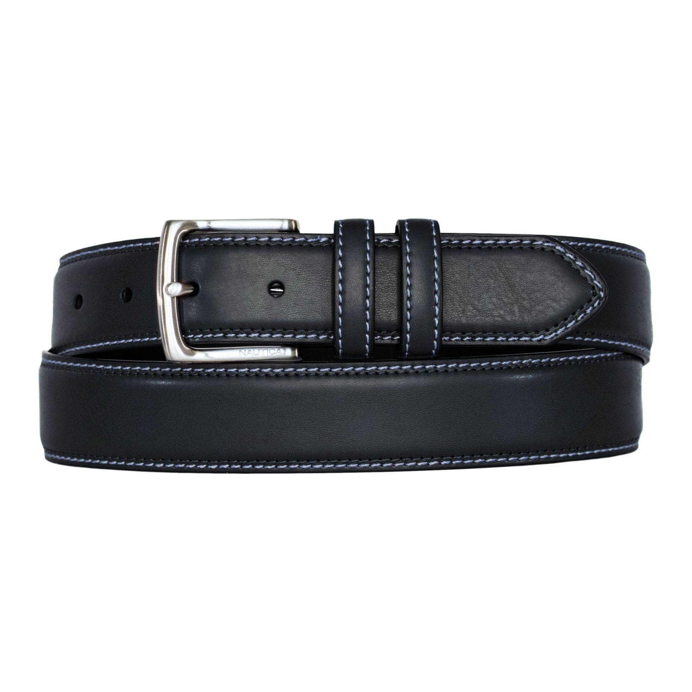 Logo Inlay Ornament Double Keeper Leather Belt