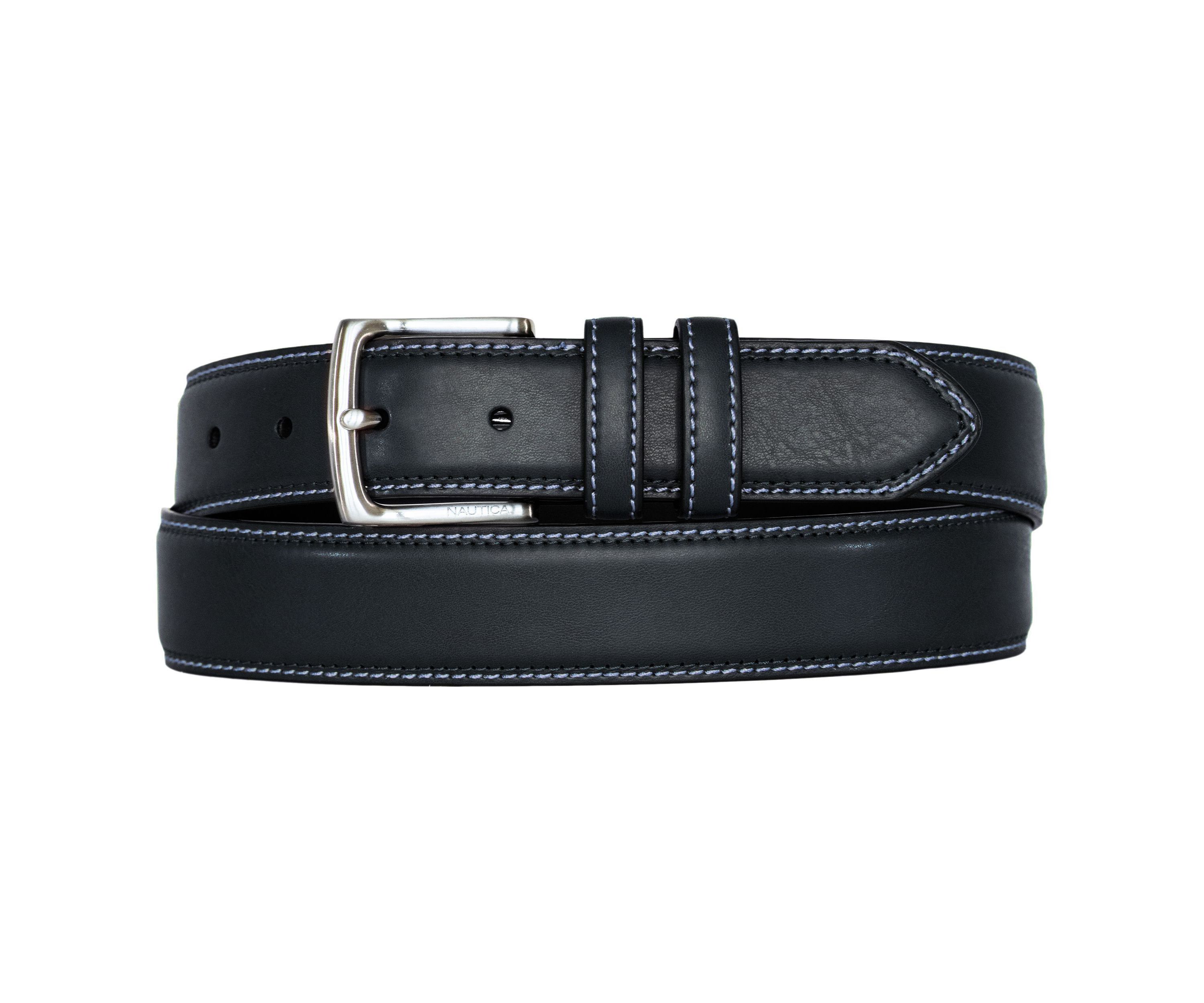Logo Inlay Ornament Double Keeper Leather Belt