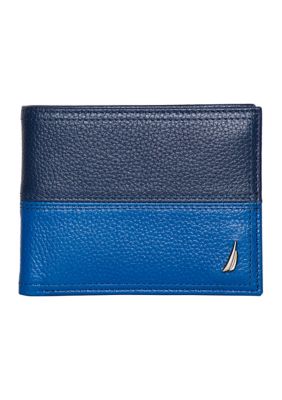 Nautica Men's Pebble Two-Tone Leather Bifold Wallet