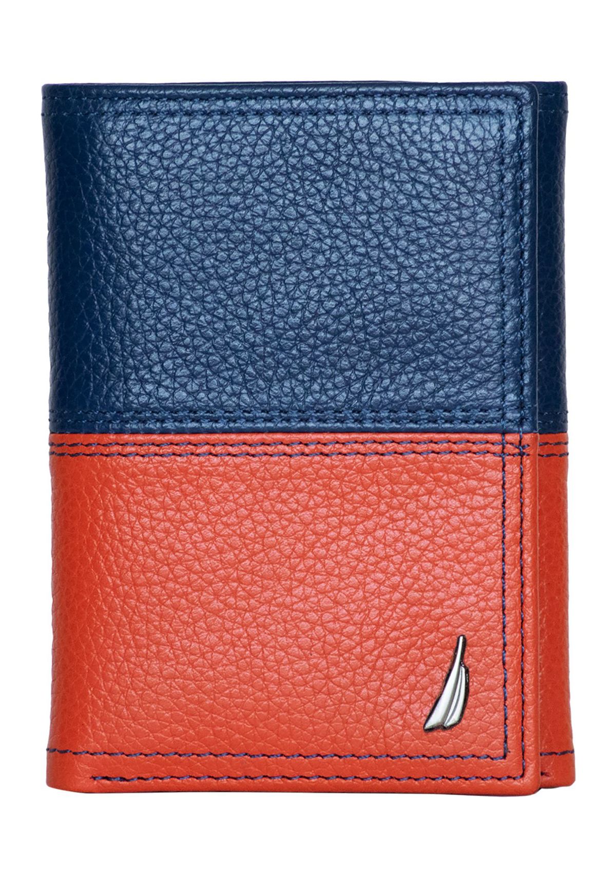 Pebble Two-Tone Leather Trifold Wallet