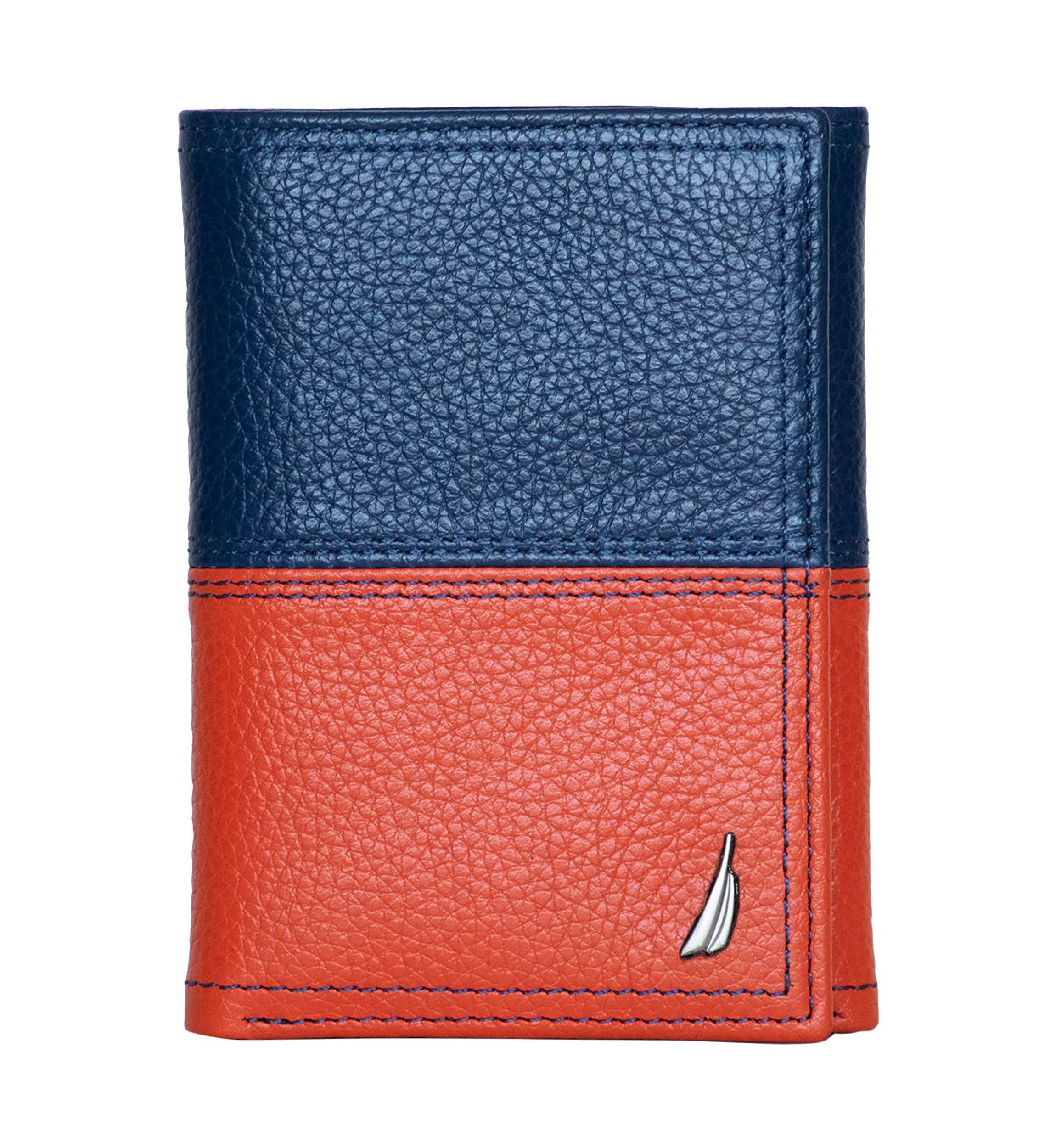 Pebble Two-Tone Leather Trifold Wallet