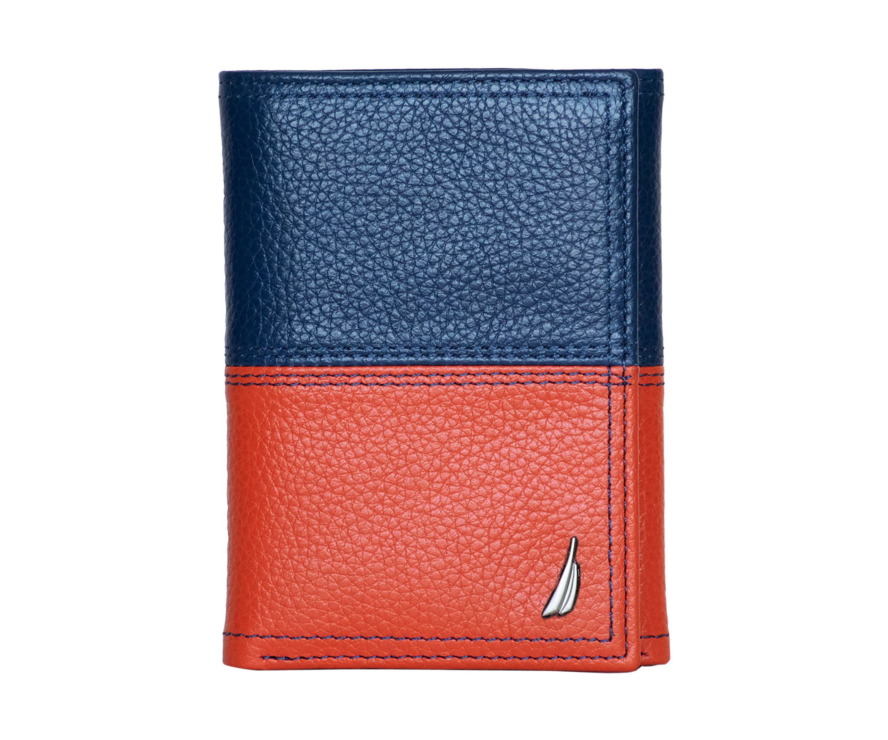 Pebble Two-Tone Leather Trifold Wallet