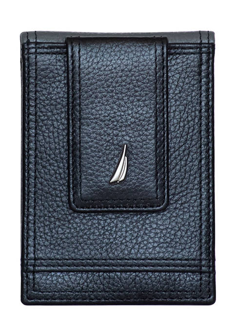 Nautica Pebbled Two Tone Leather Front Pocket Wallet