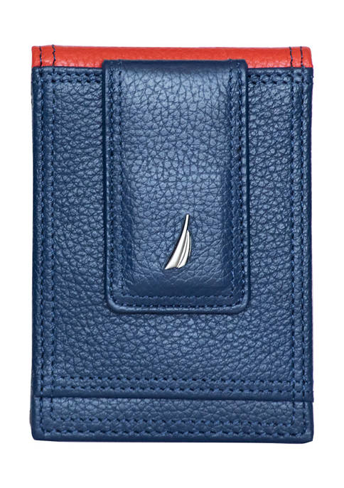 Nautica Pebble Two-Tone Leather Front Pocket Wallet