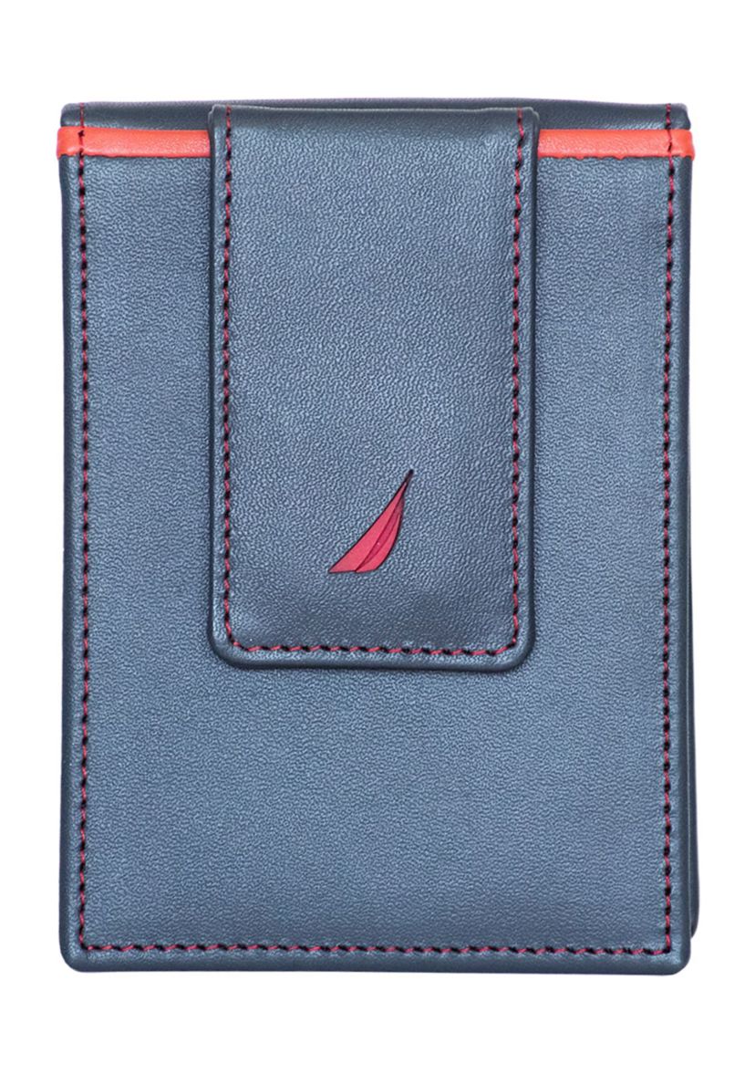 Pop Color Leather Front Pocket Wallet