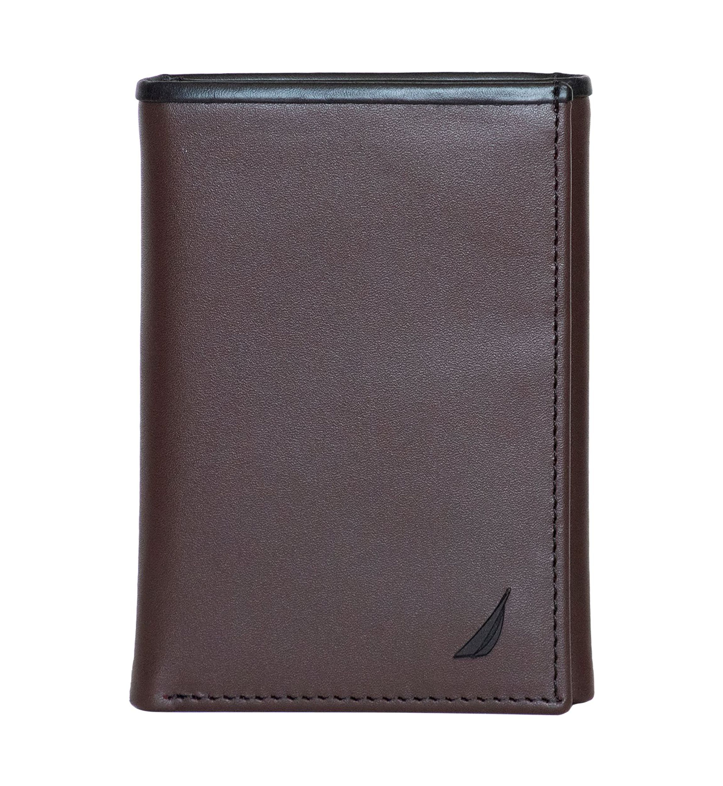 Pop Color Leather Trifold Wallet