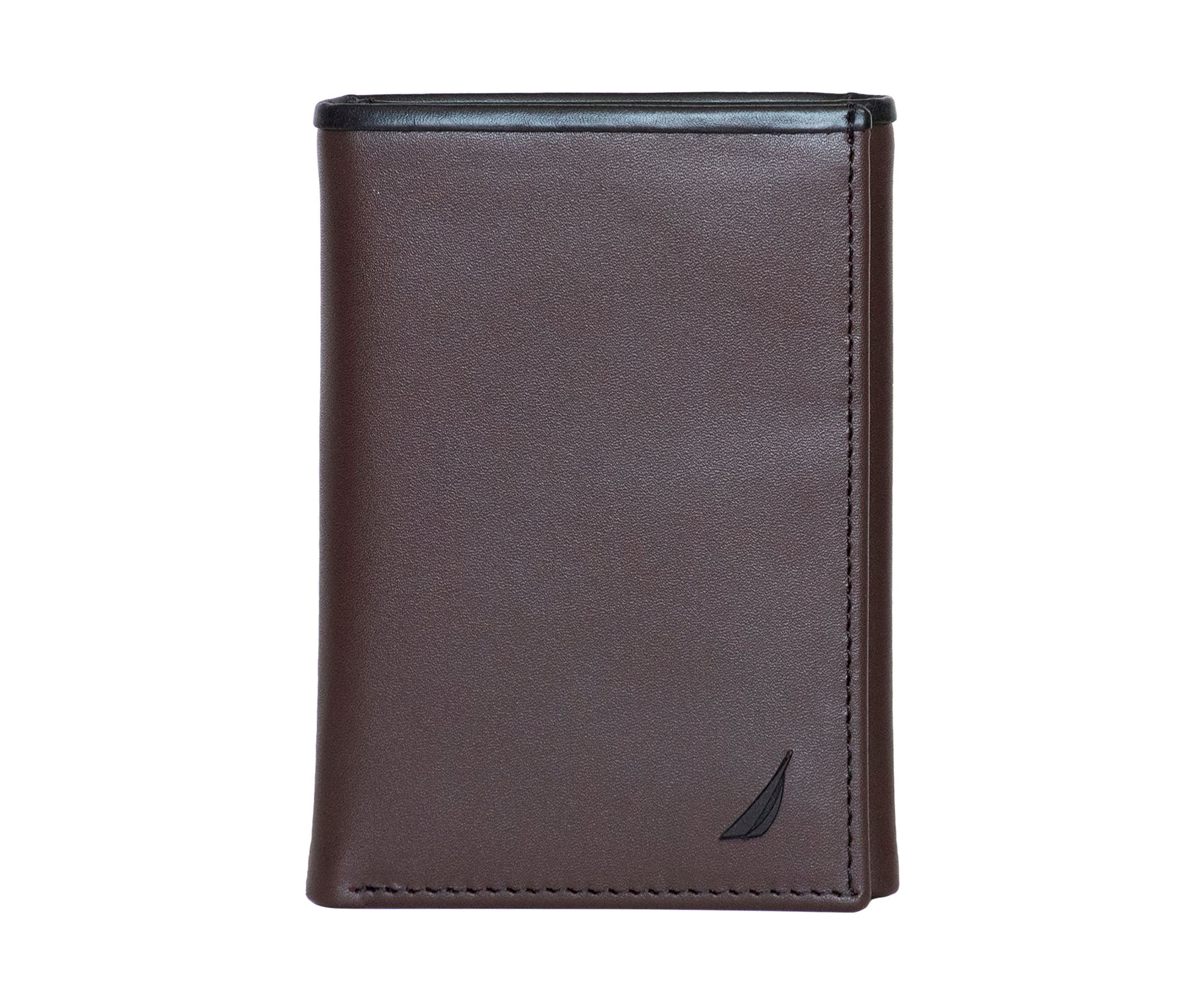 Pop Color Leather Trifold Wallet