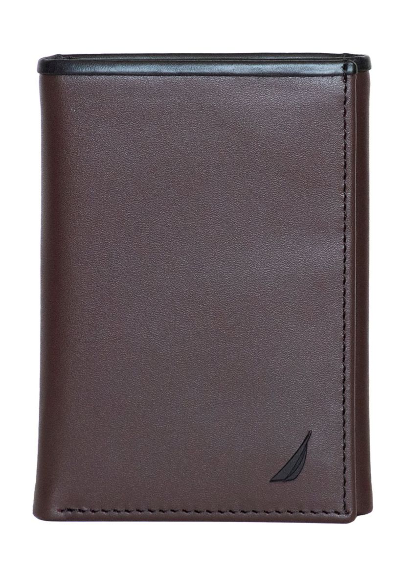 Pop Color Leather Trifold Wallet