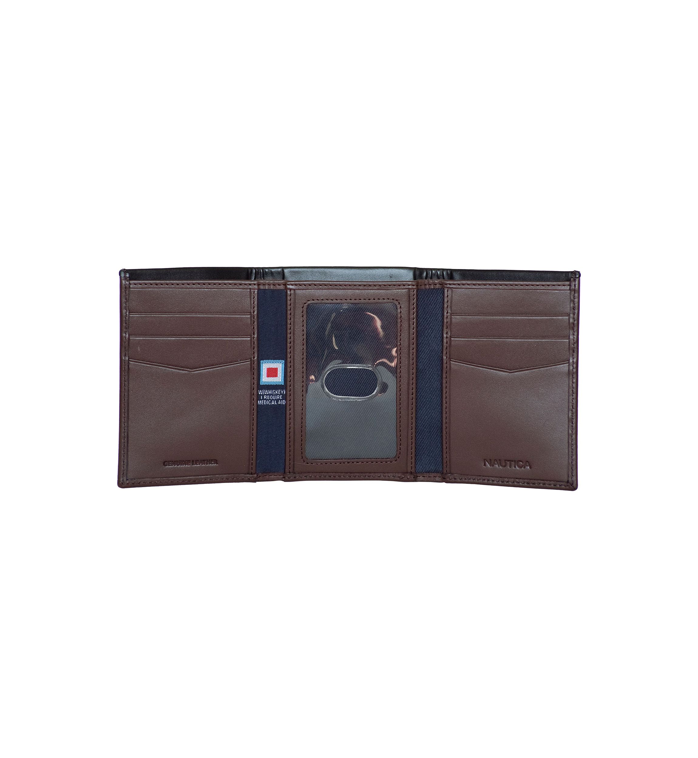 Pop Color Leather Trifold Wallet