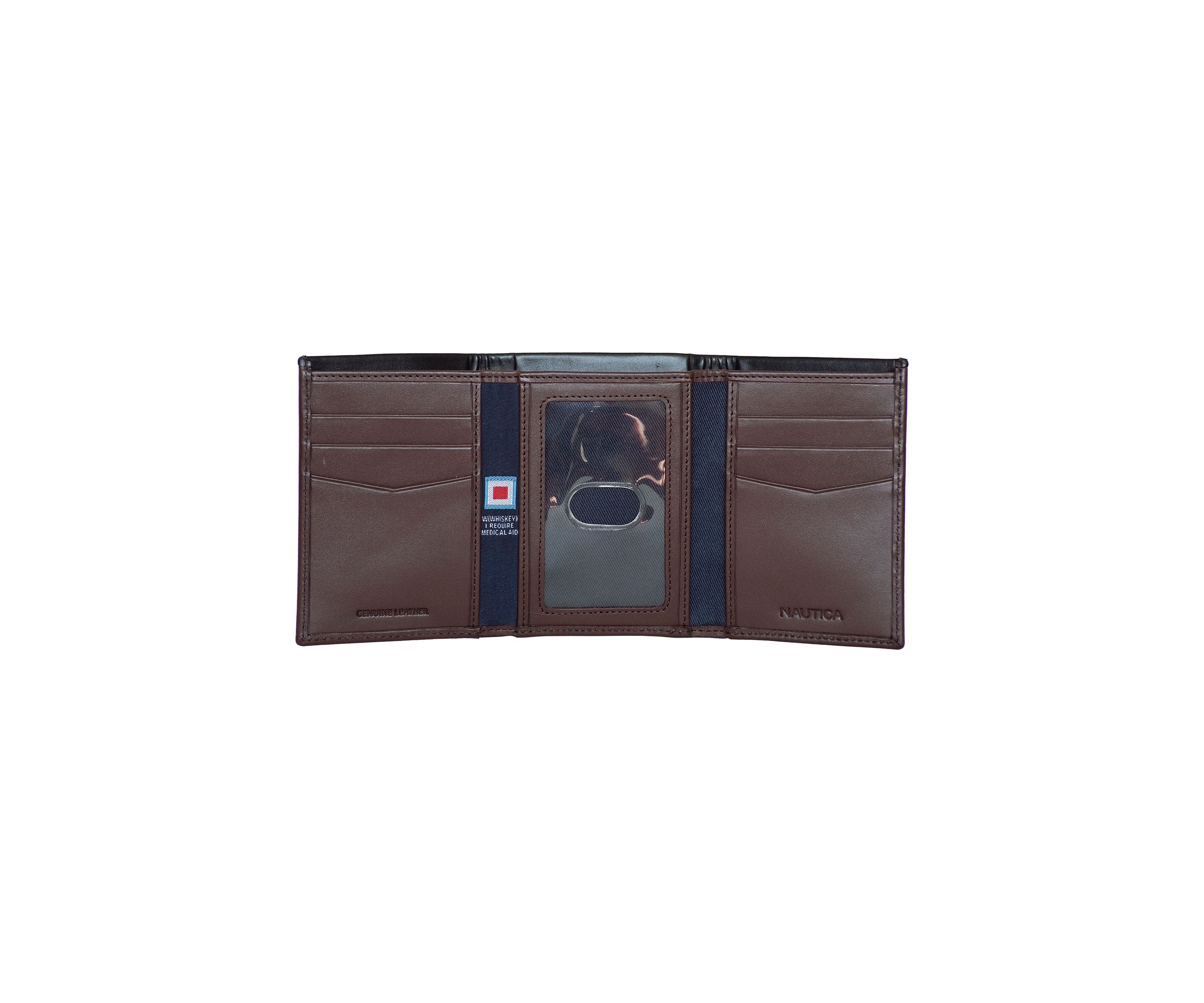 Pop Color Leather Trifold Wallet
