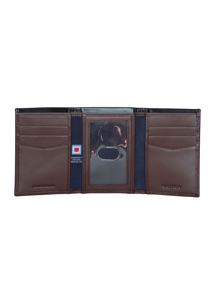 Pop Color Leather Trifold Wallet