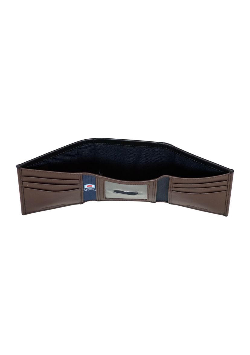 Pop Color Leather Trifold Wallet