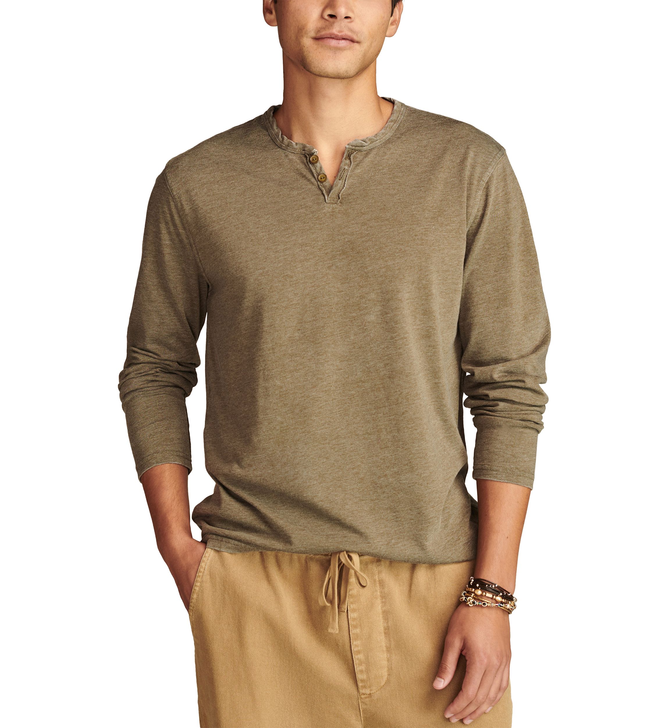 Long Sleeve Burnout Henley Shirt