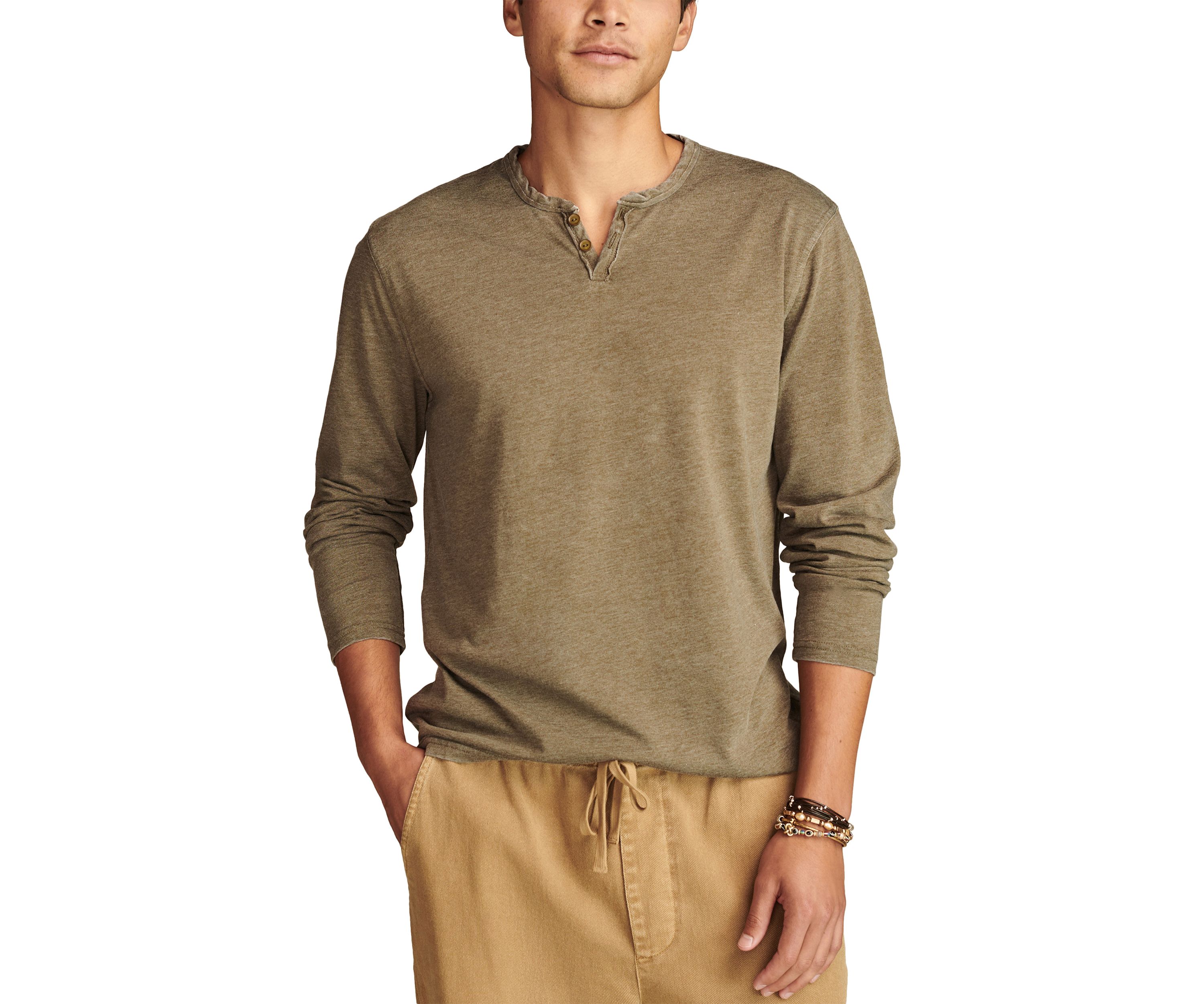 Long Sleeve Burnout Henley Shirt