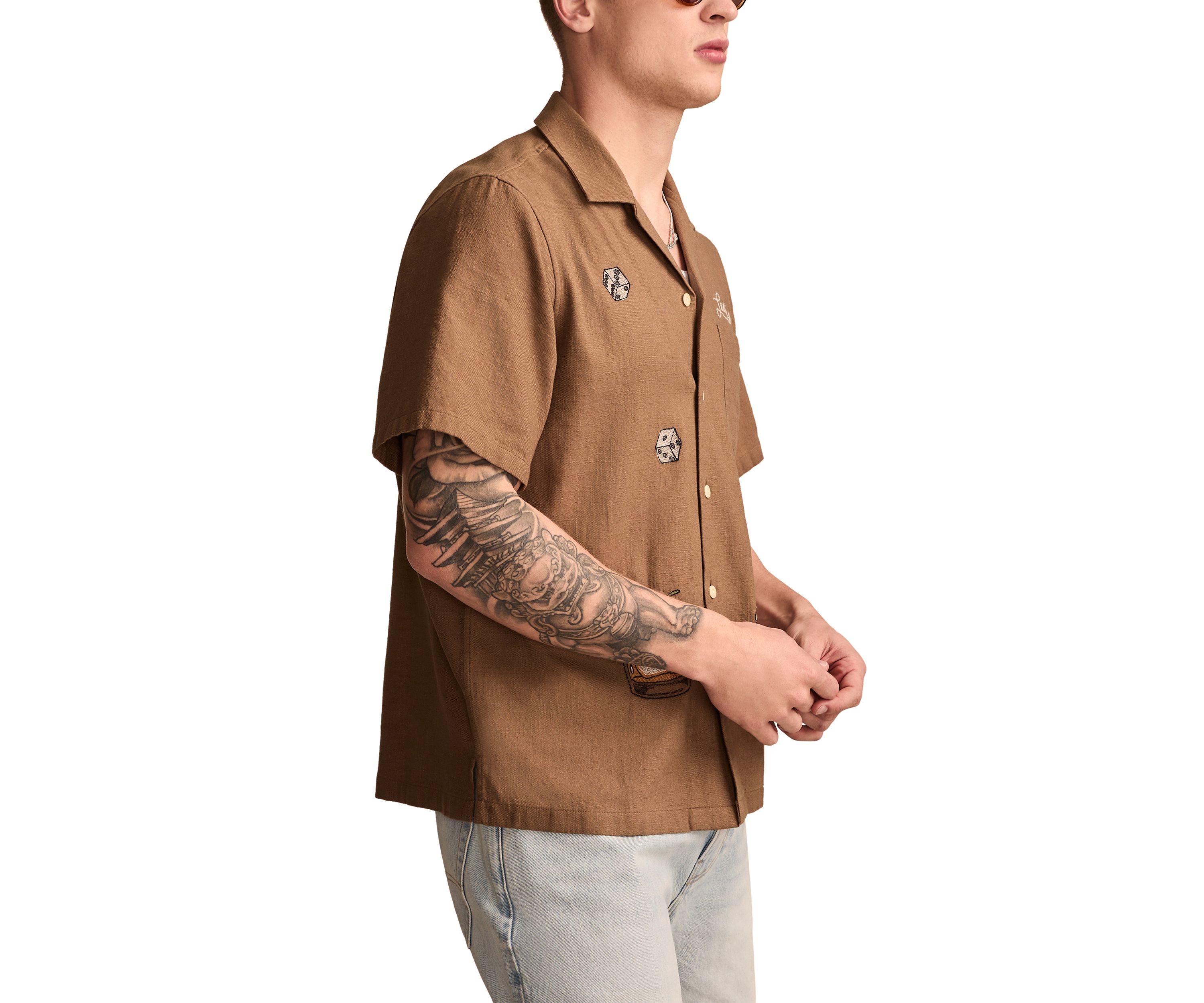 Embroidered Camp Collar Shirt