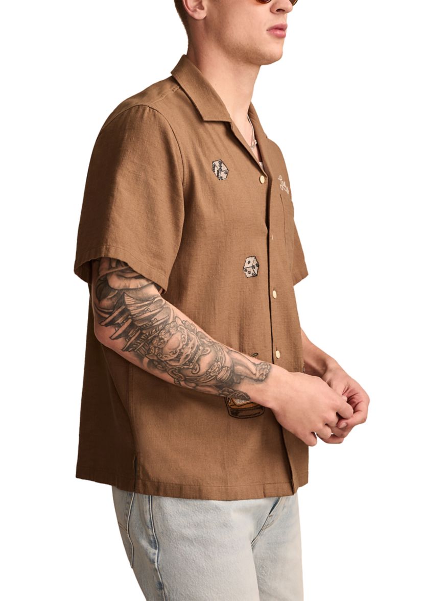 Embroidered Camp Collar Shirt