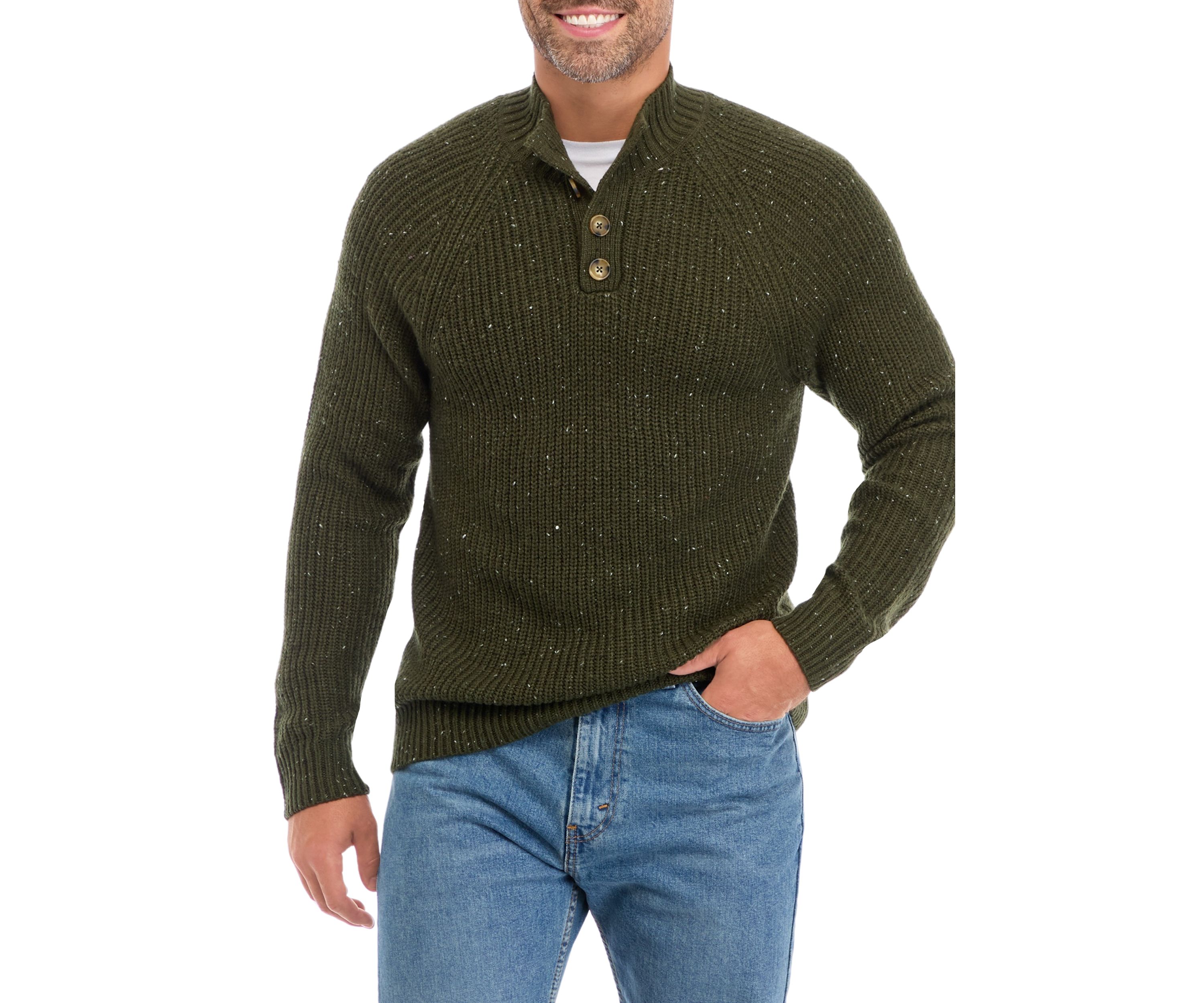 1/4 Button Mock Neck Sweater 