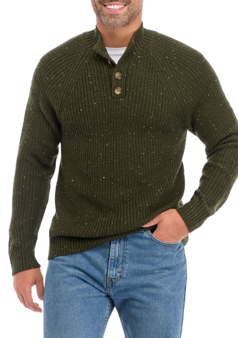 1/4 Button Mock Neck Sweater 