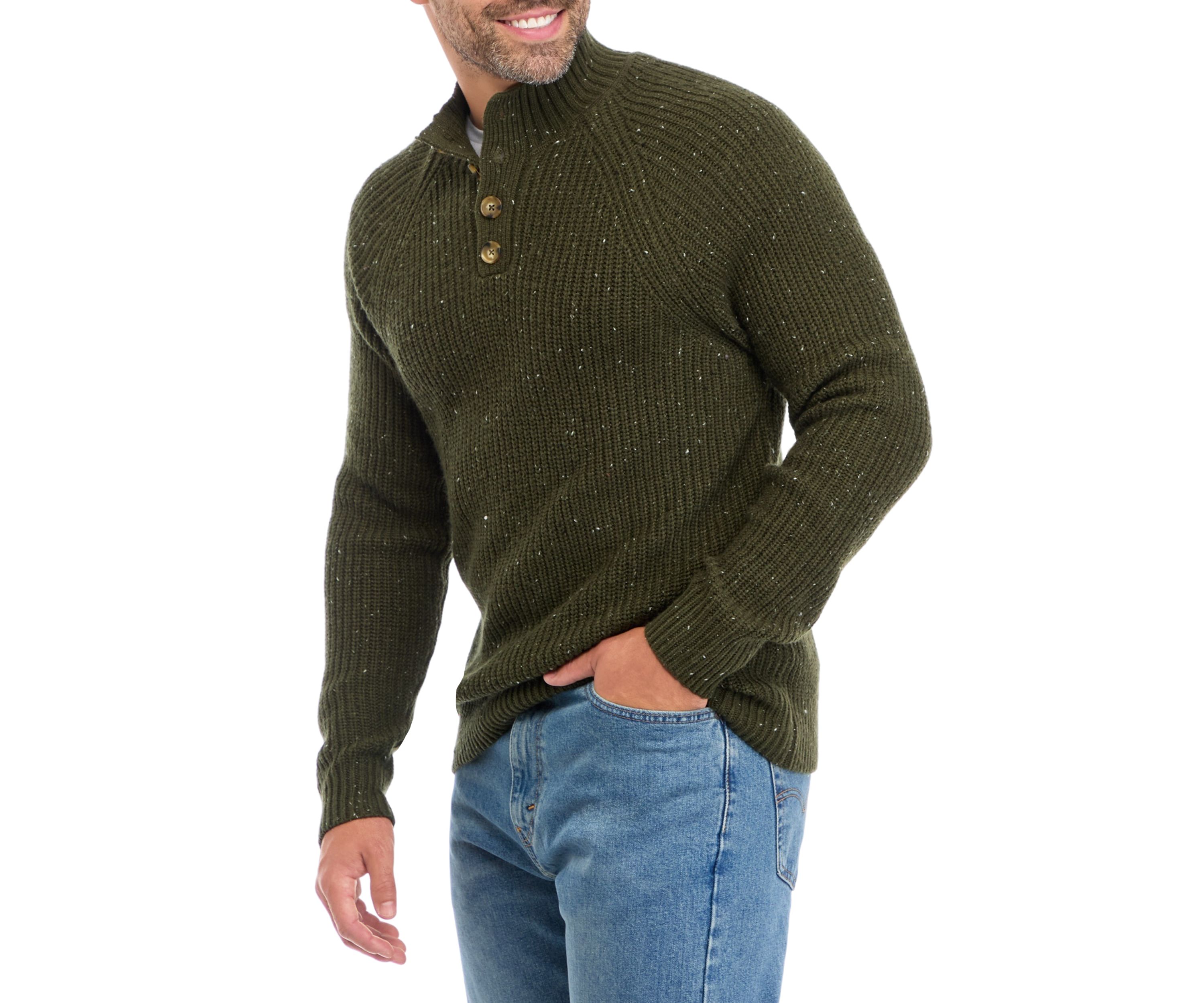 1/4 Button Mock Neck Sweater 