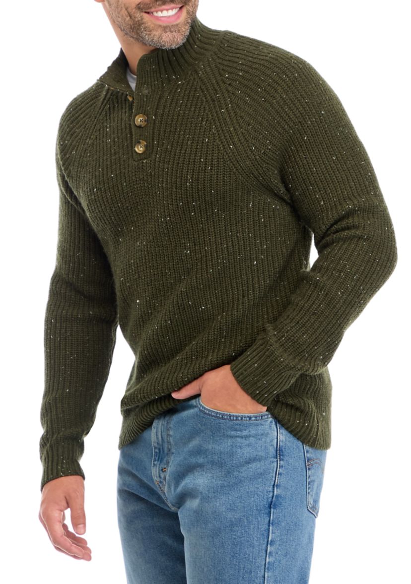1/4 Button Mock Neck Sweater 